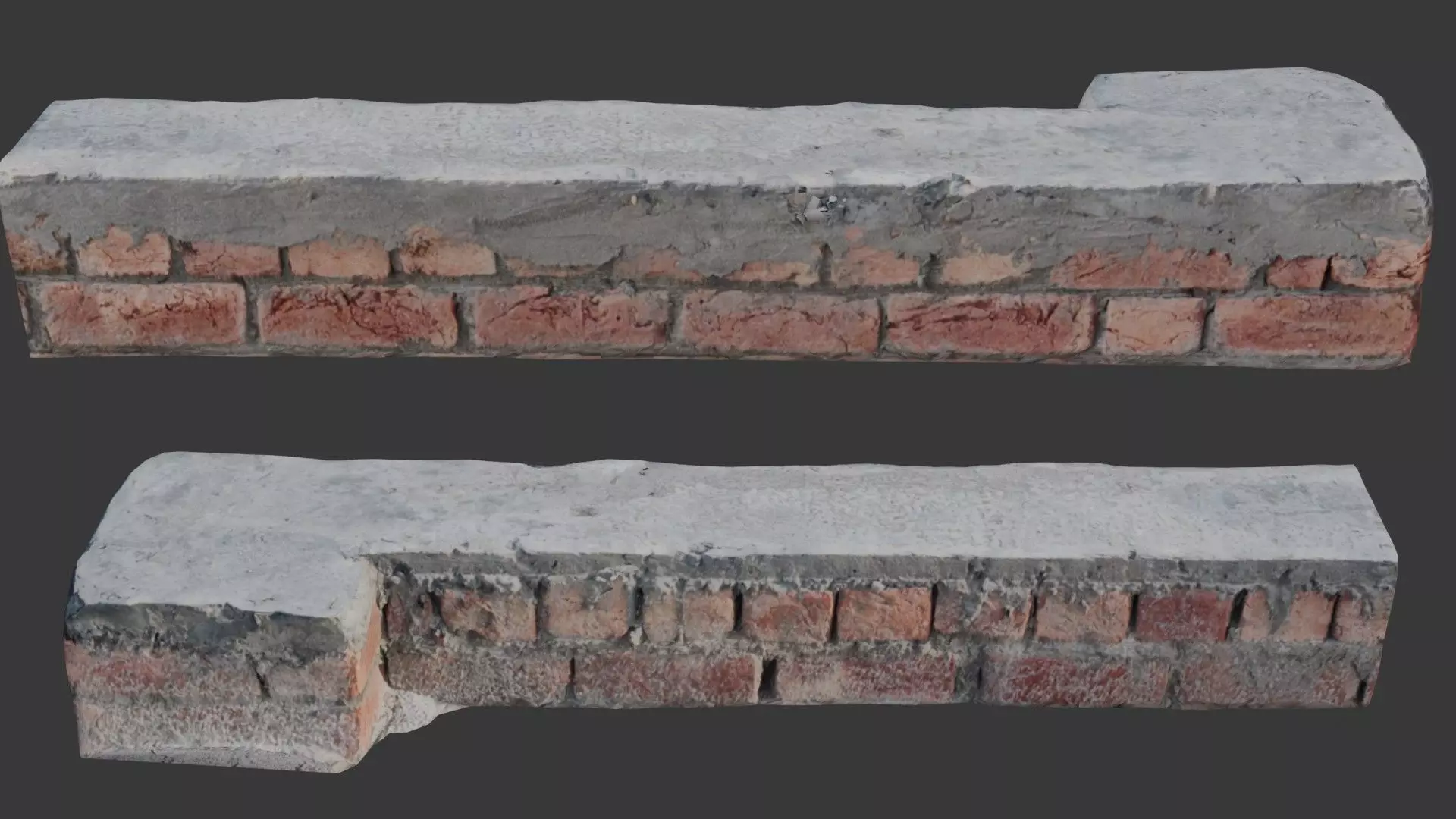 Brick and Concrete Beam Scan Low-poly 3D model_0