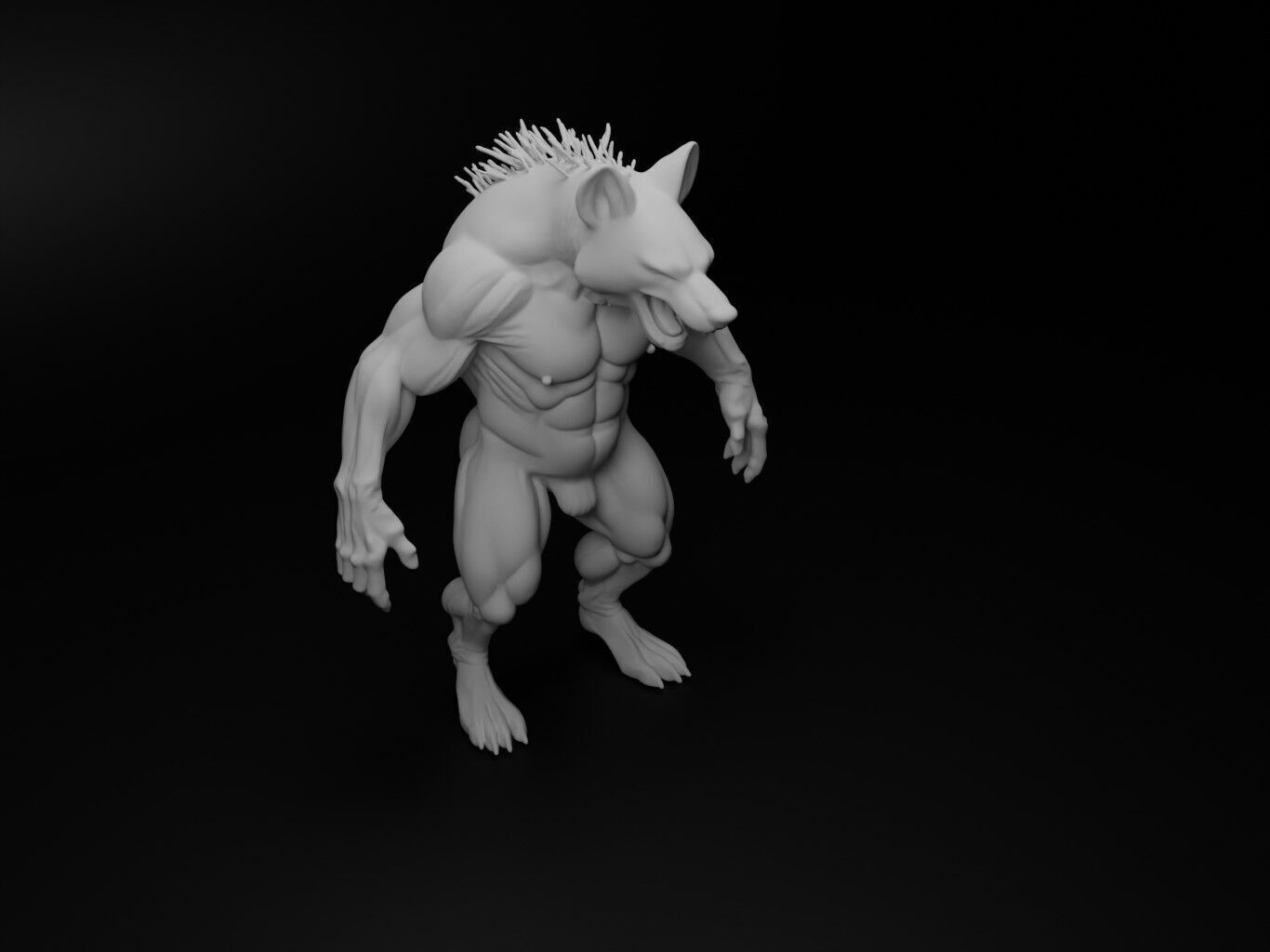 hyena hybrid figure 3D print model_2