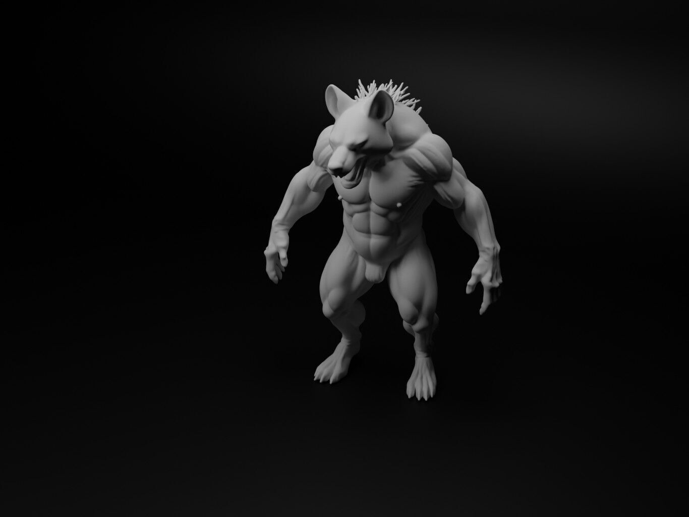 hyena hybrid figure 3D print model_1