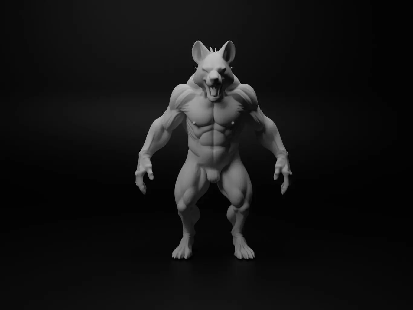 hyena hybrid figure 3D print model_0
