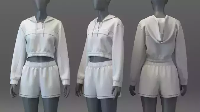 Nylon Hoodie and Shorts Set