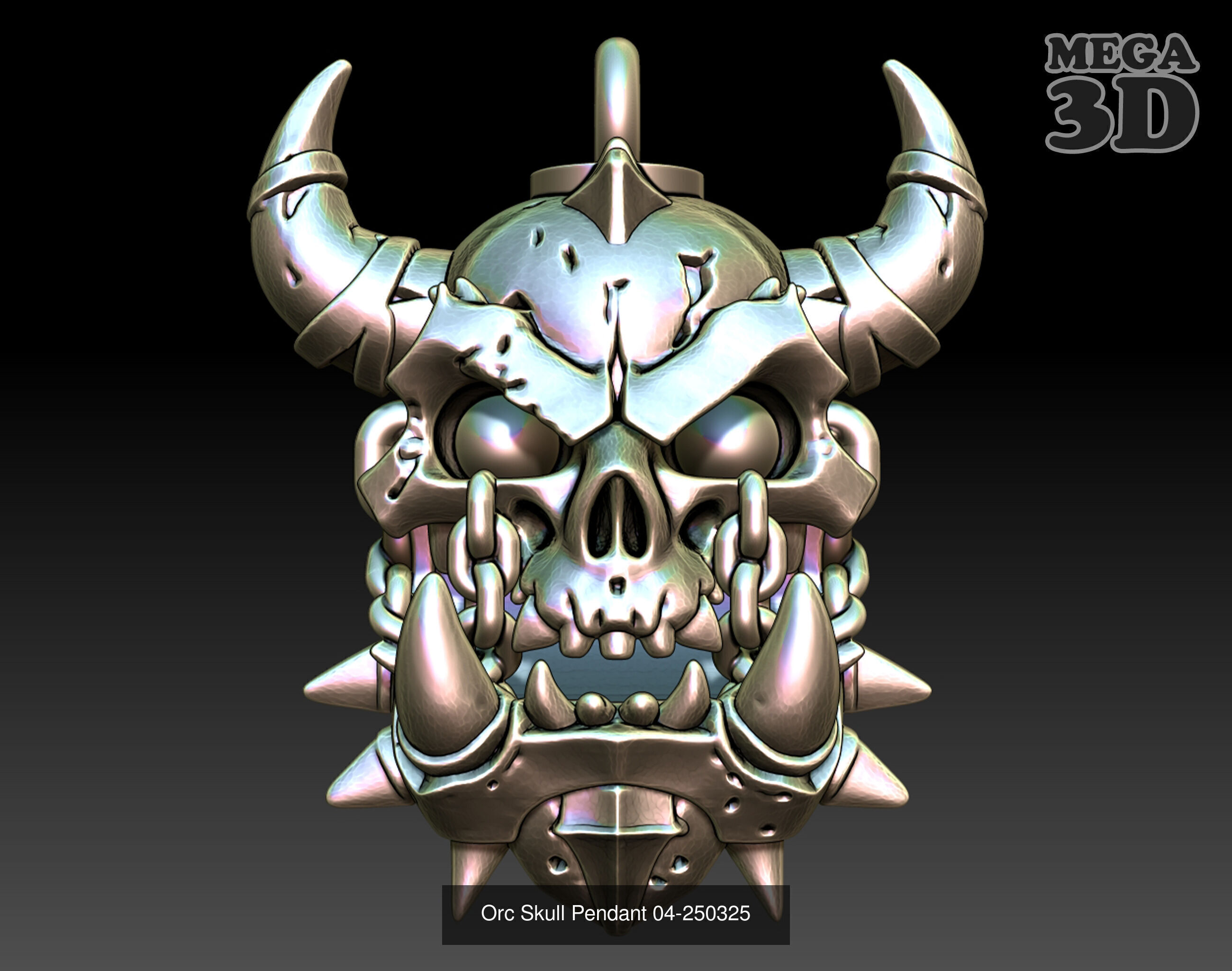 Orc Skull Pendant Package-250325 3D Model Collection_5