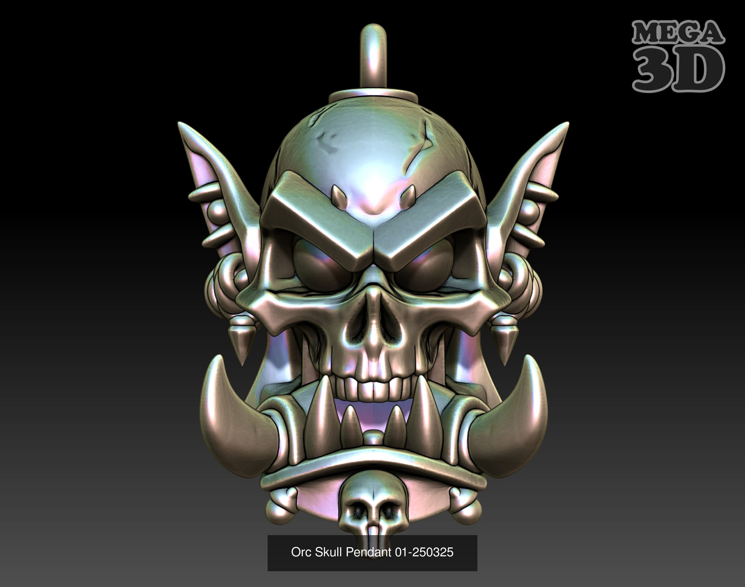 Orc Skull Pendant Package-250325 3D Model Collection_8
