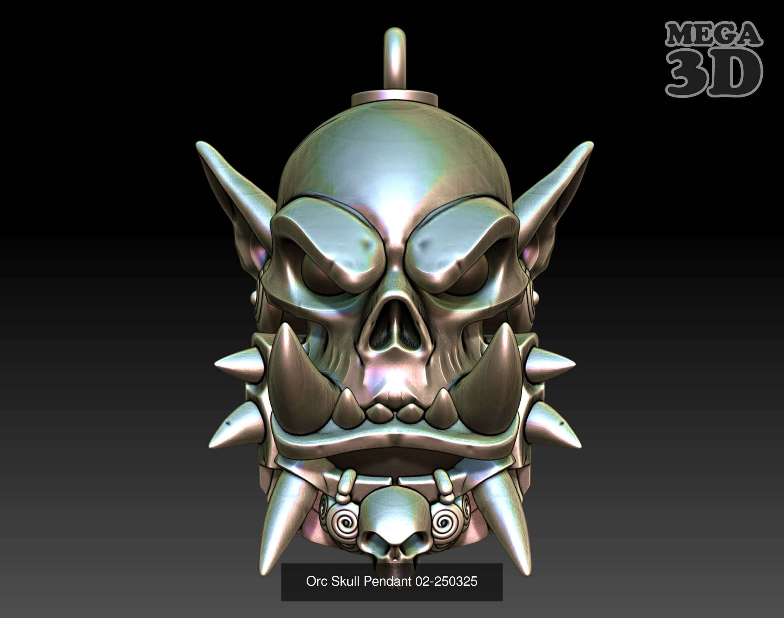 Orc Skull Pendant Package-250325 3D Model Collection_7