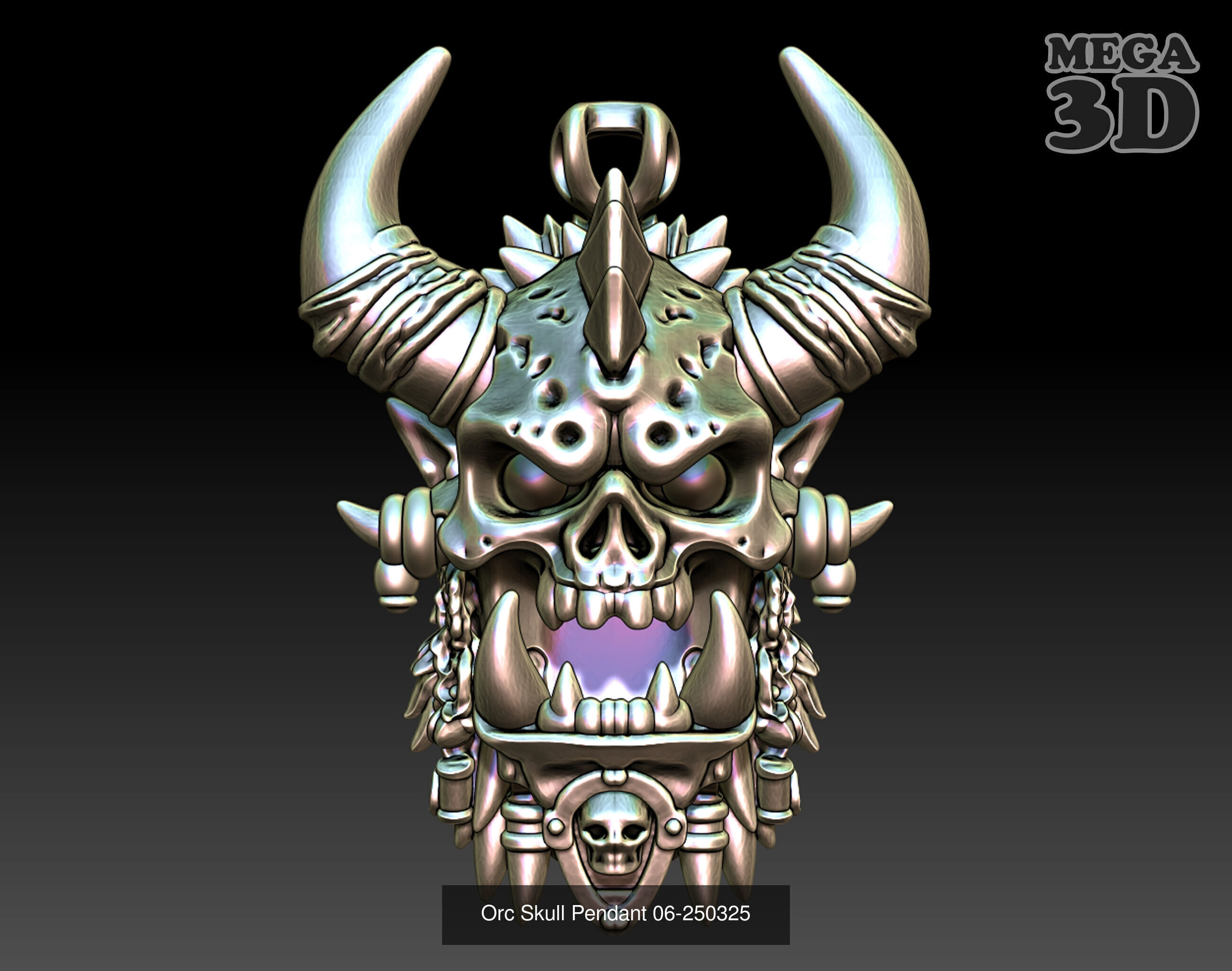Orc Skull Pendant Package-250325 3D Model Collection_3