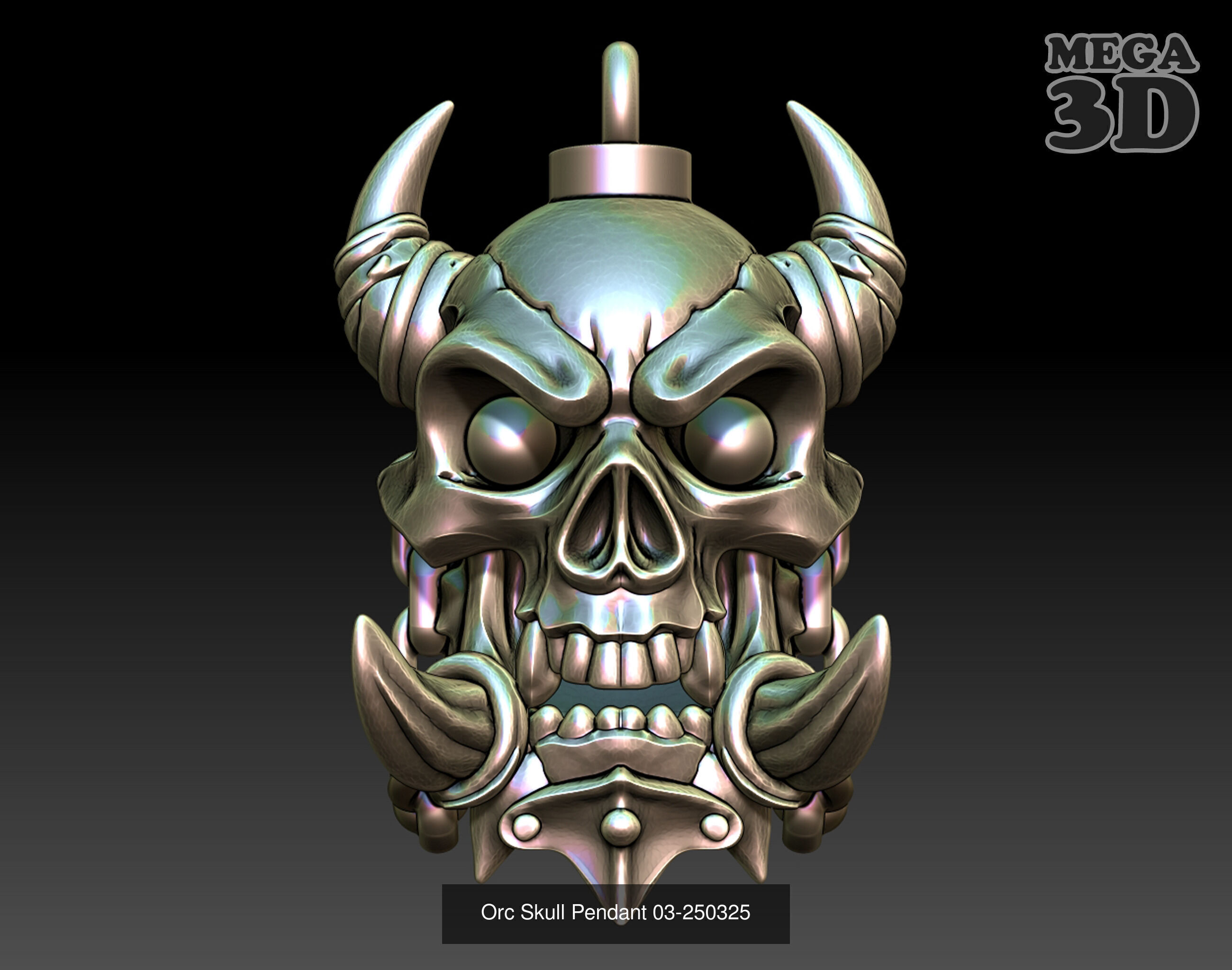Orc Skull Pendant Package-250325 3D Model Collection_6