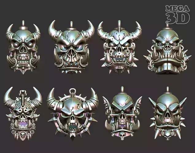 Orc Skull Pendant Package-250325 3D Model Collection