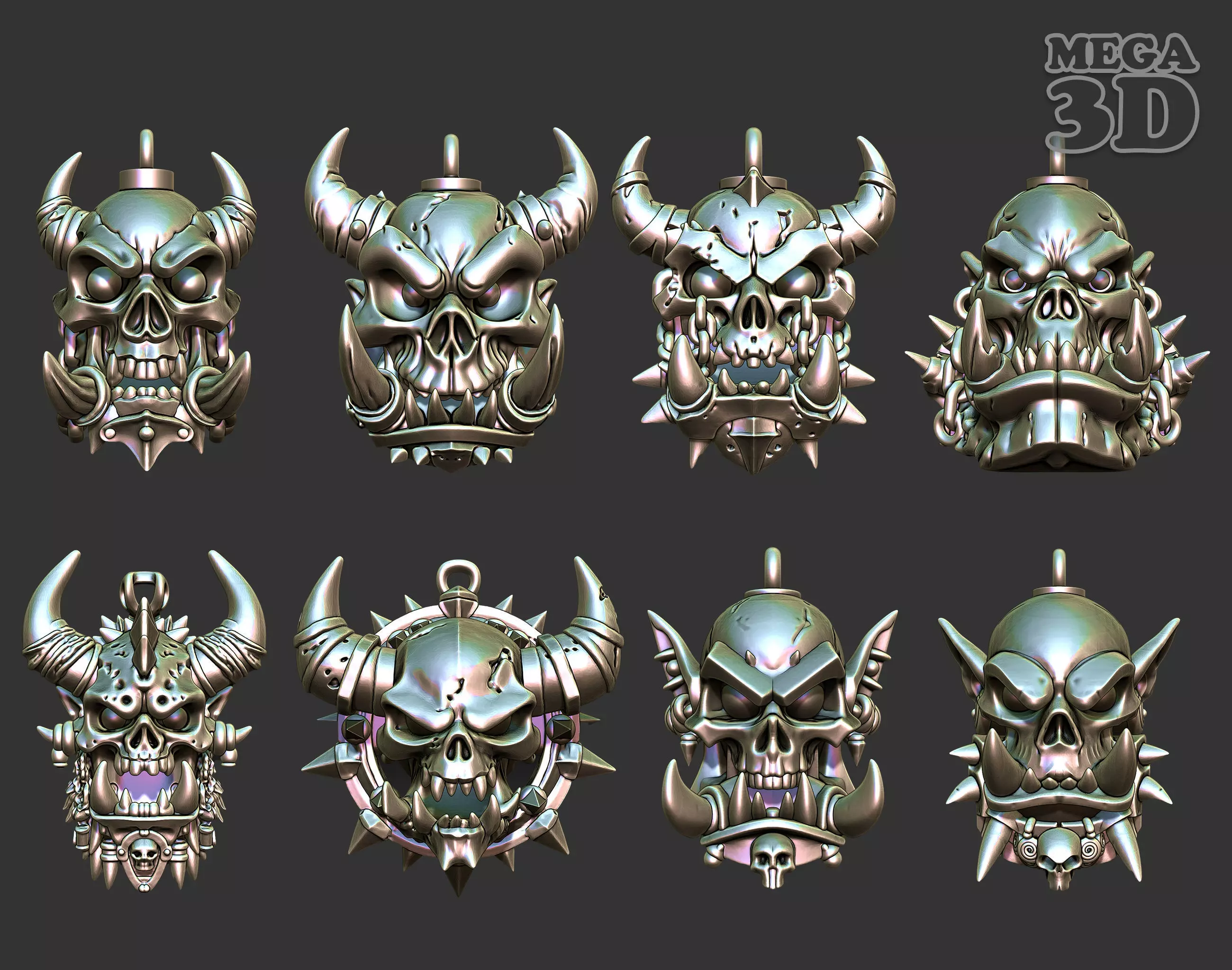 Orc Skull Pendant Package-250325 3D Model Collection_0