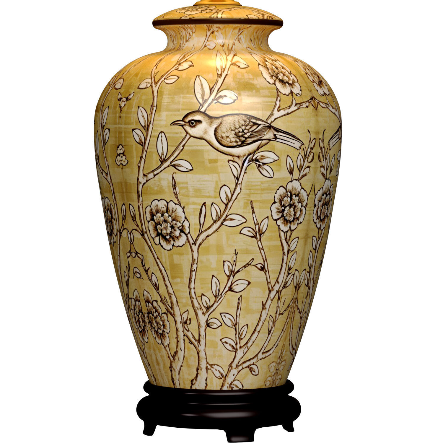Oriental Flowers European Provence Nightstand Bedside Table Lamp 3D model_2