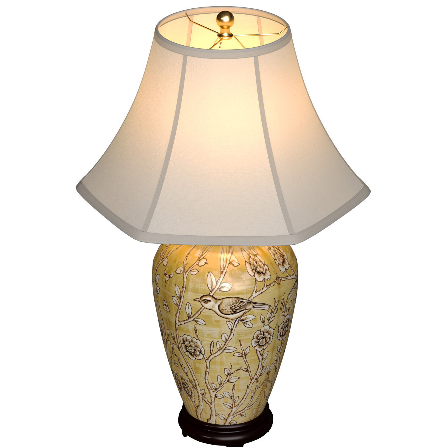 Oriental Flowers European Provence Nightstand Bedside Table Lamp 3D model_1