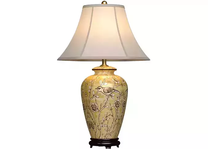 Oriental Flowers European Provence Nightstand Bedside Table Lamp