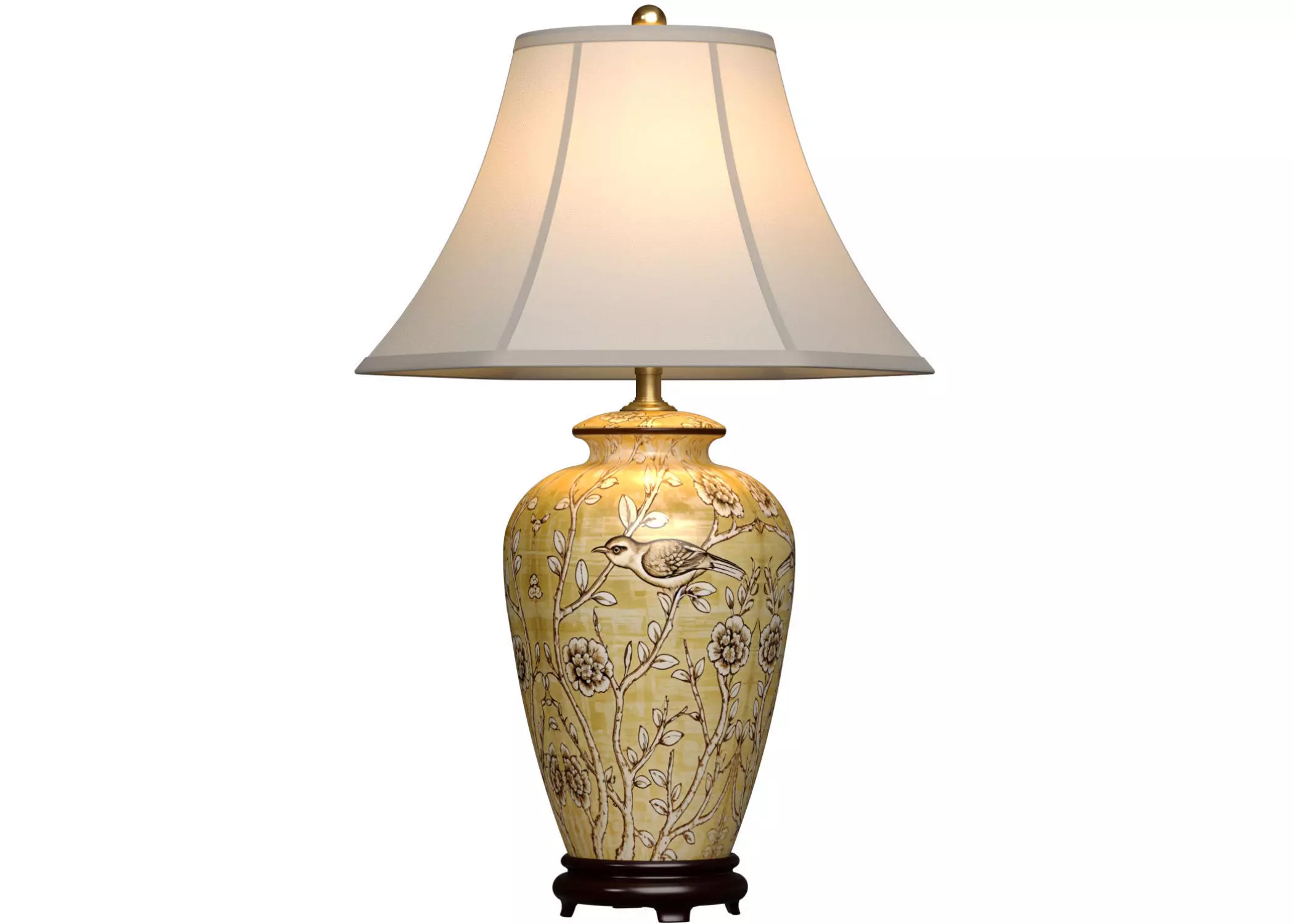 Oriental Flowers European Provence Nightstand Bedside Table Lamp 3D model_0