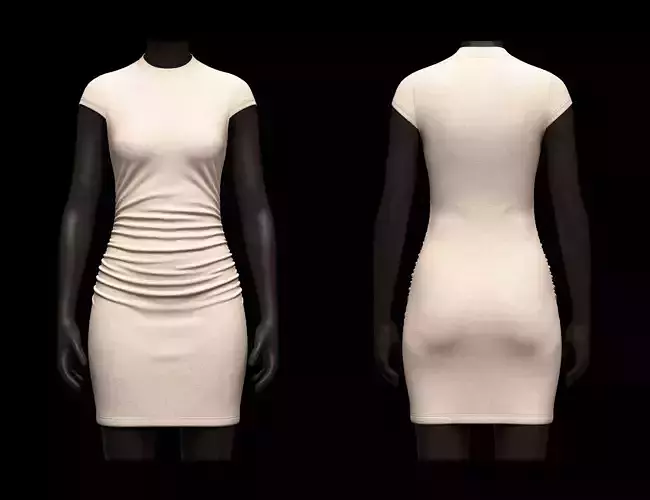 Cap Sleeve Ruched Mini Dress