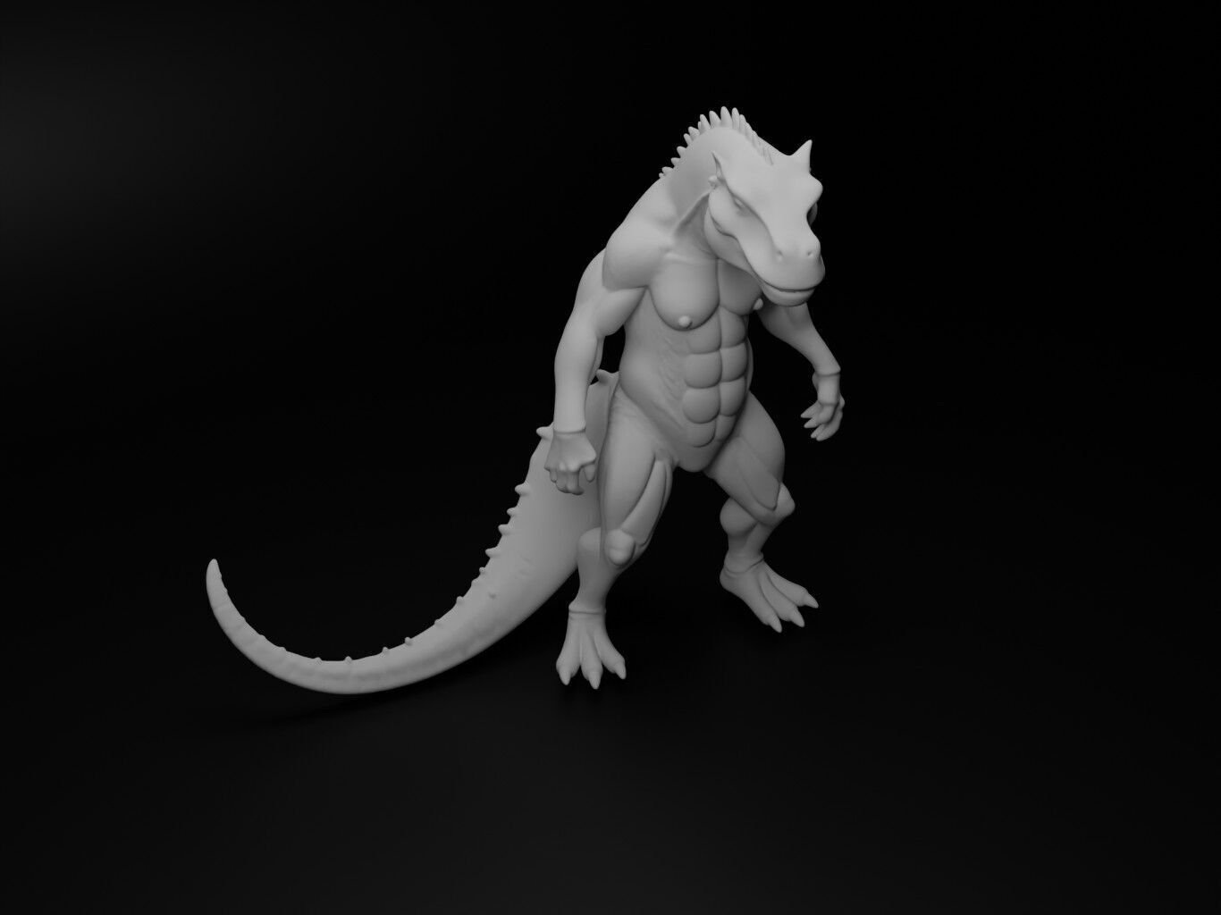 komodo dragon hybrid figure 3D print model_2