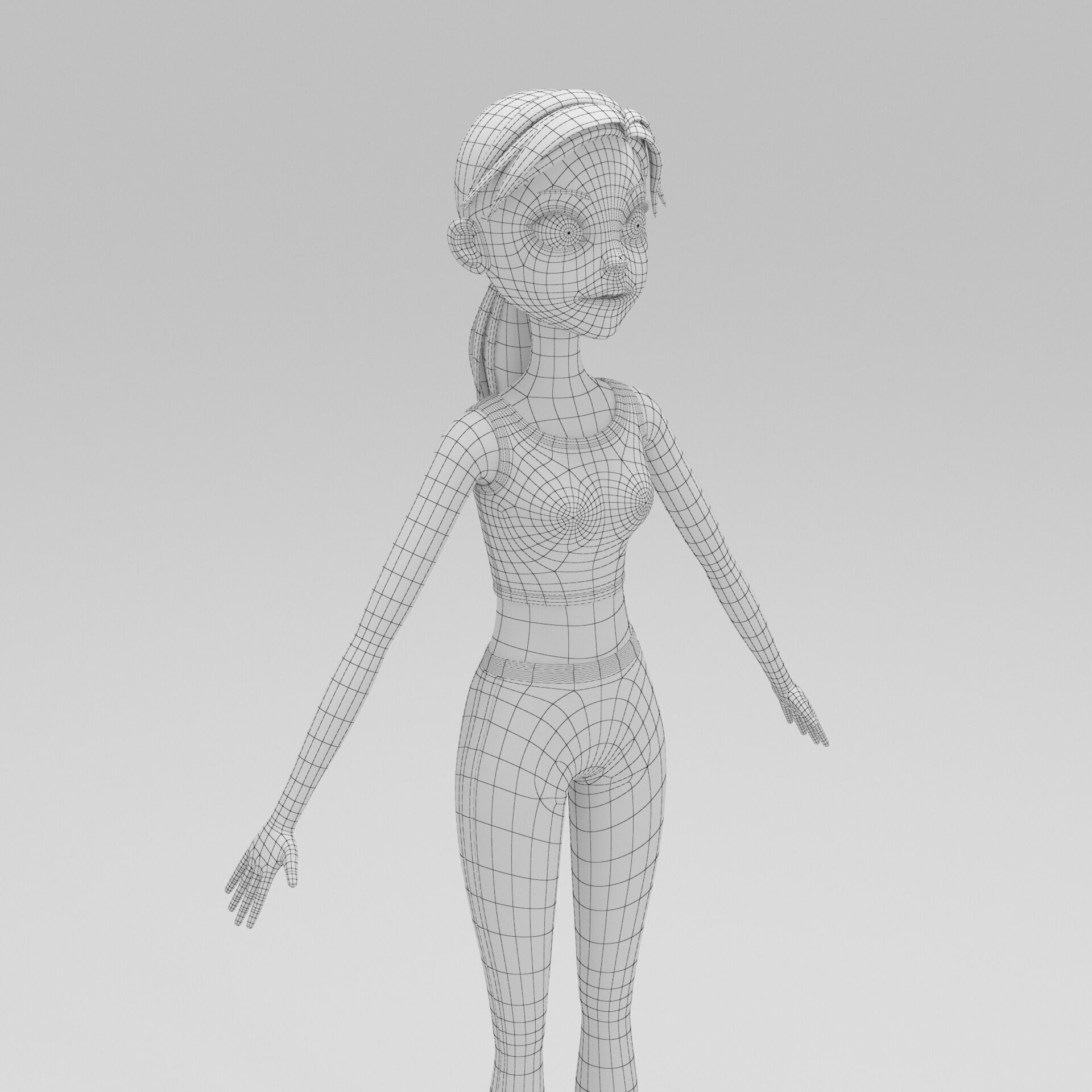 Girl Cartoon 3D model_7