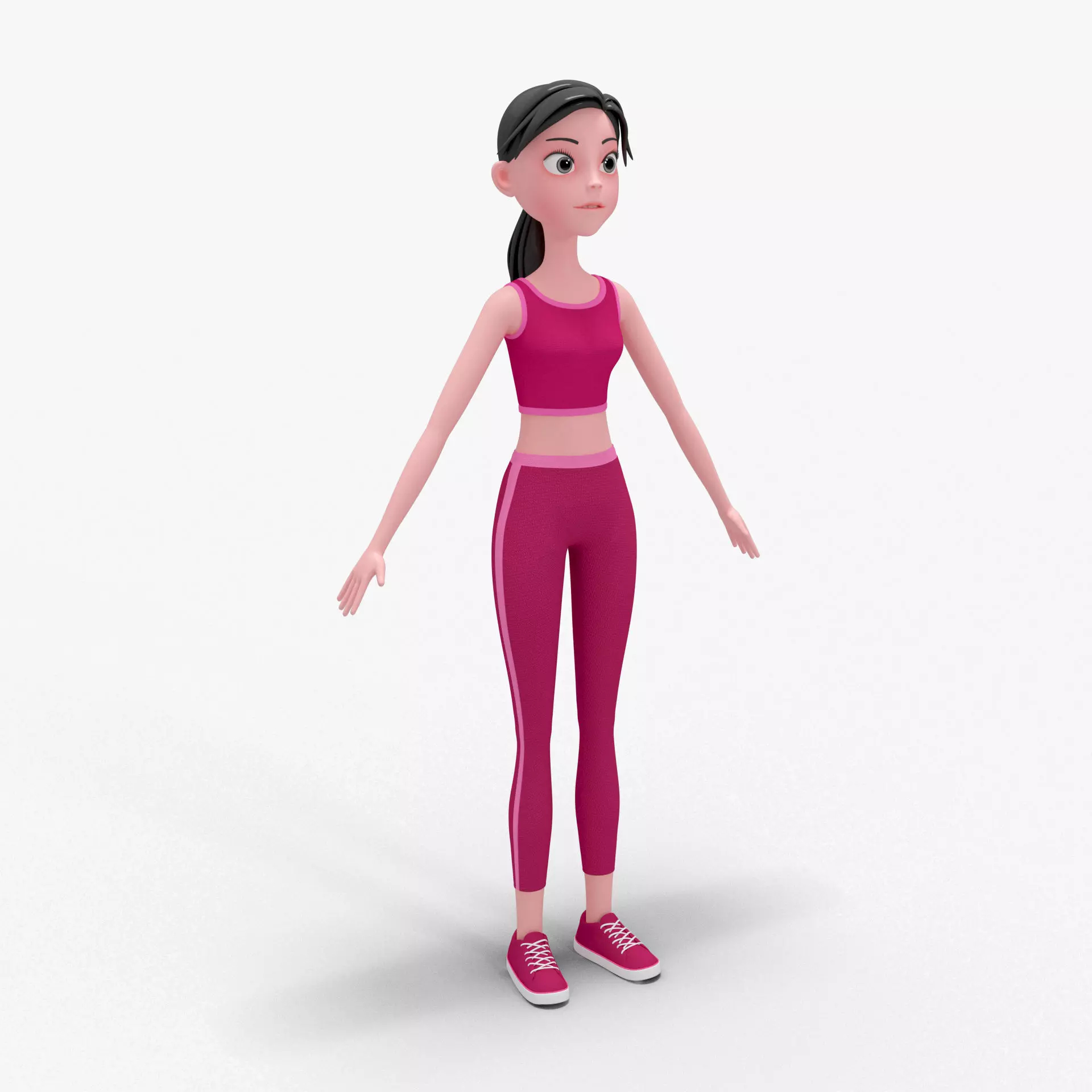 Girl Cartoon 3D model_0