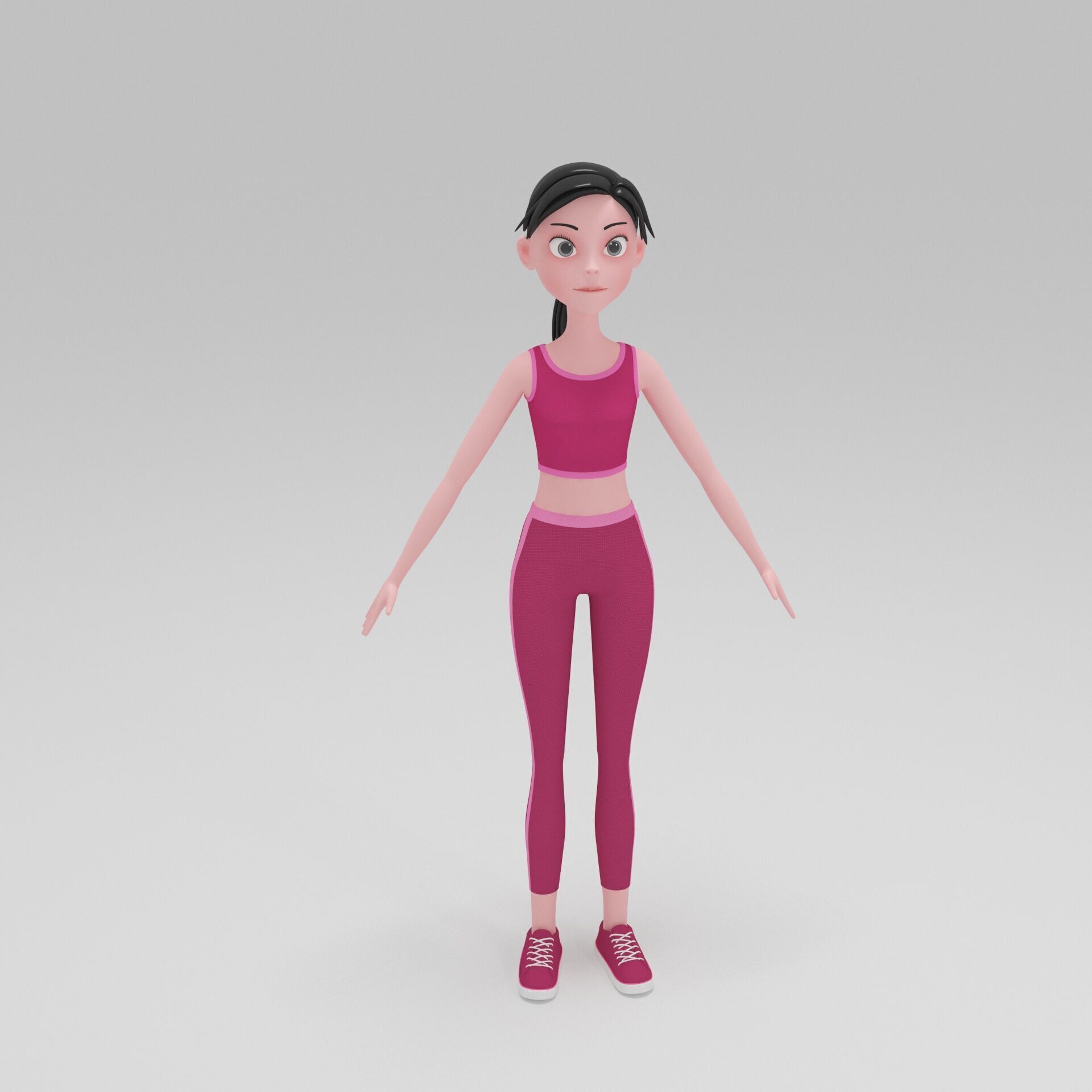 Girl Cartoon 3D model_2