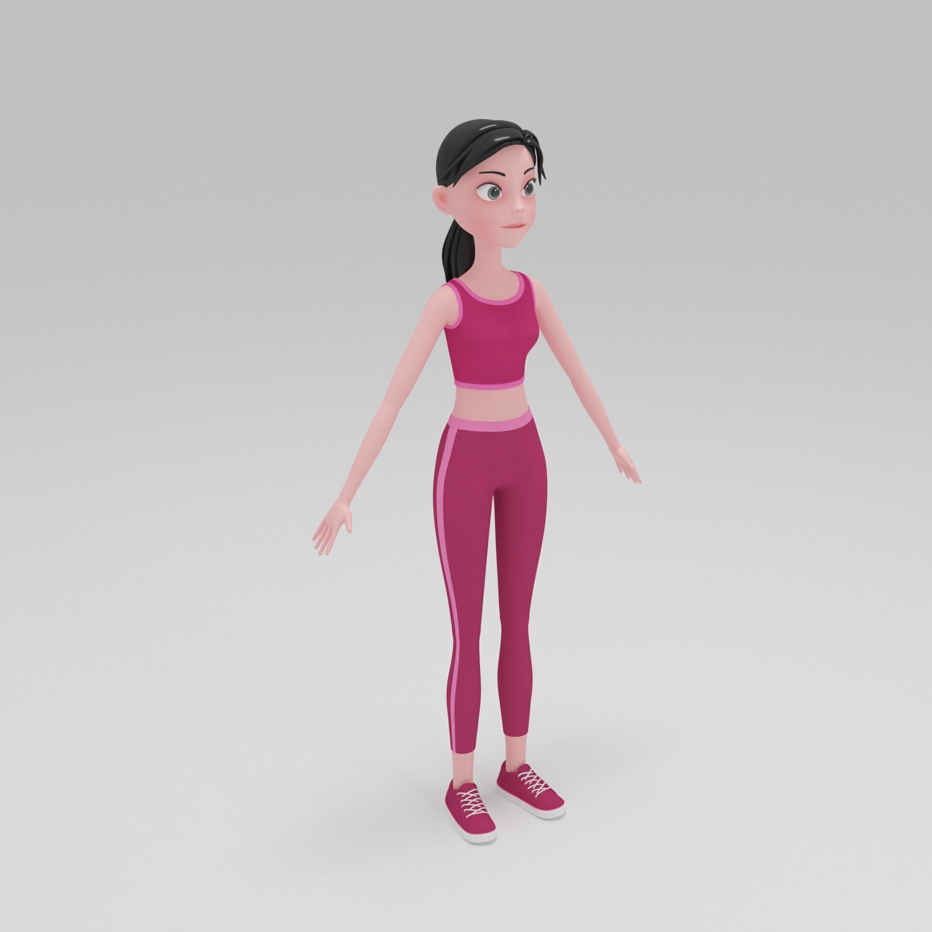 Girl Cartoon 3D model_1