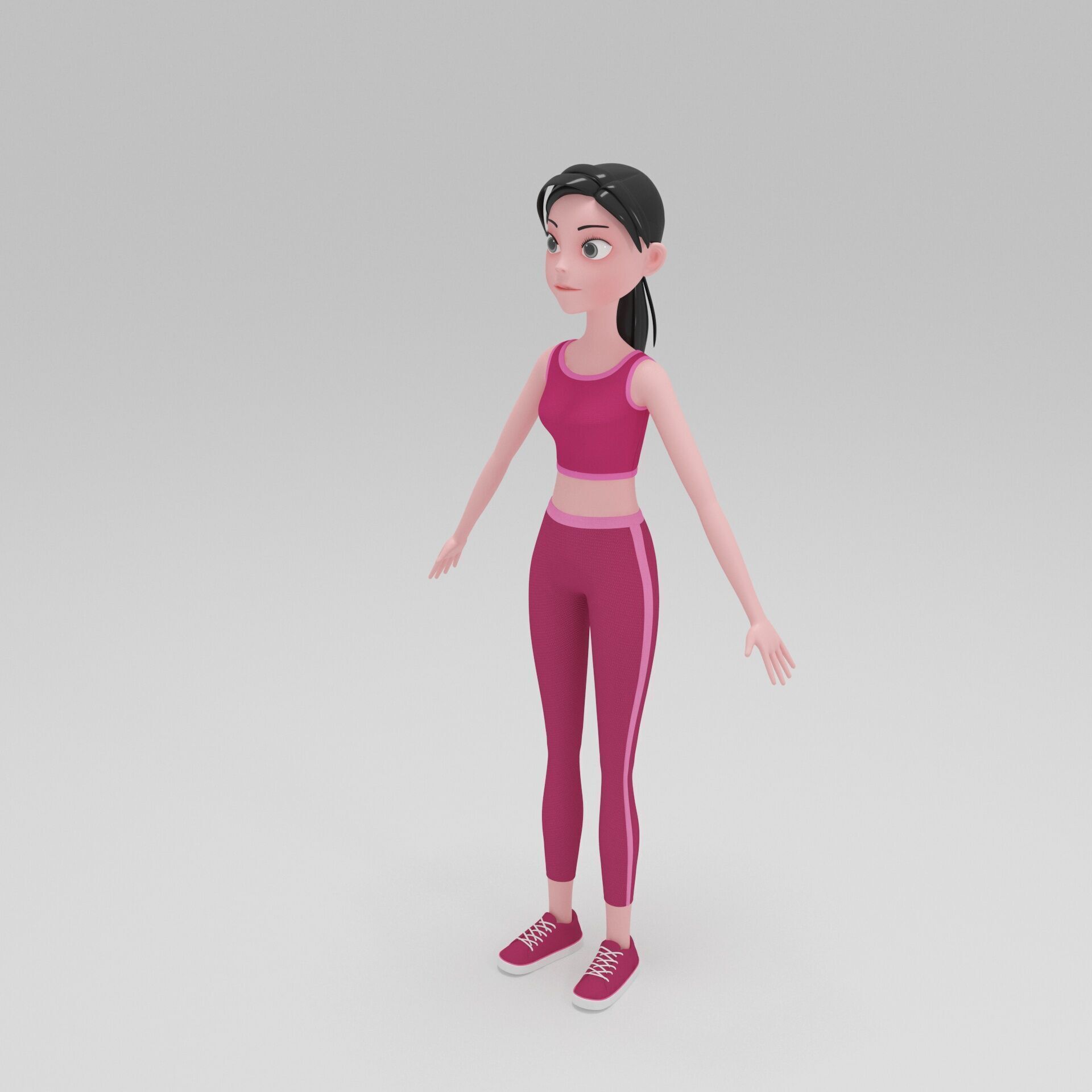 Girl Cartoon 3D model_3