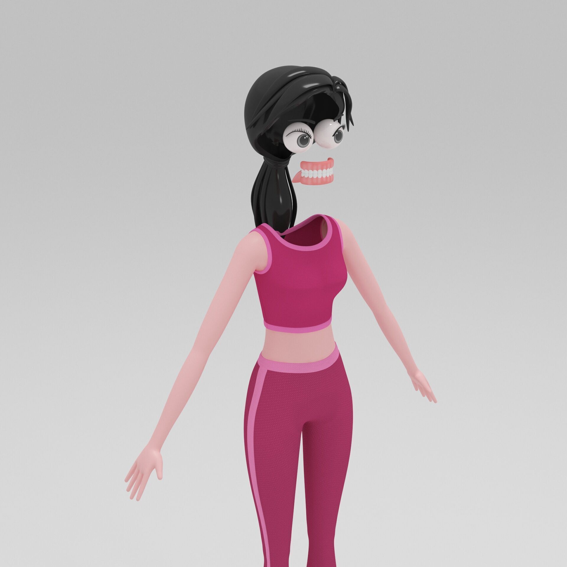 Girl Cartoon 3D model_6
