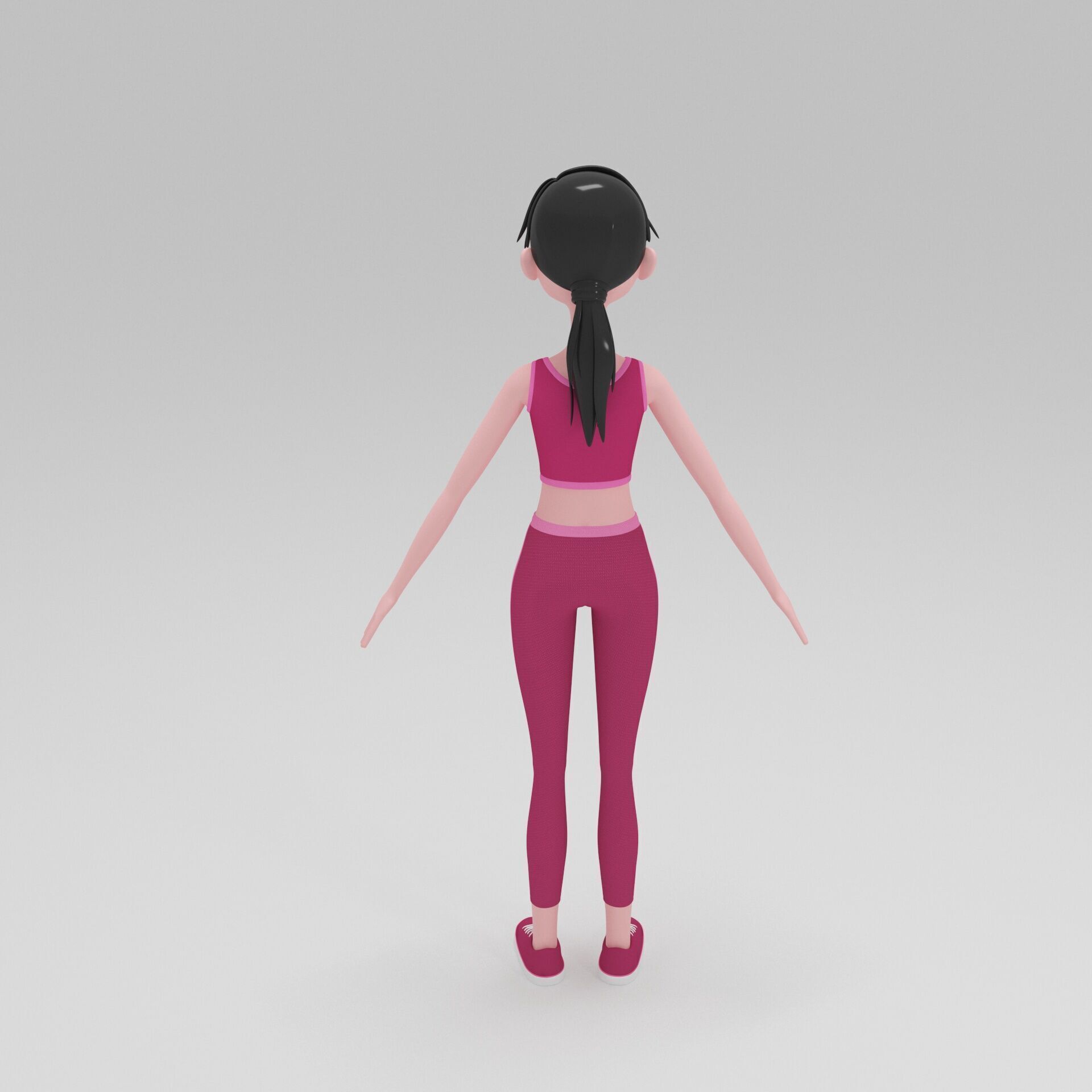Girl Cartoon 3D model_4