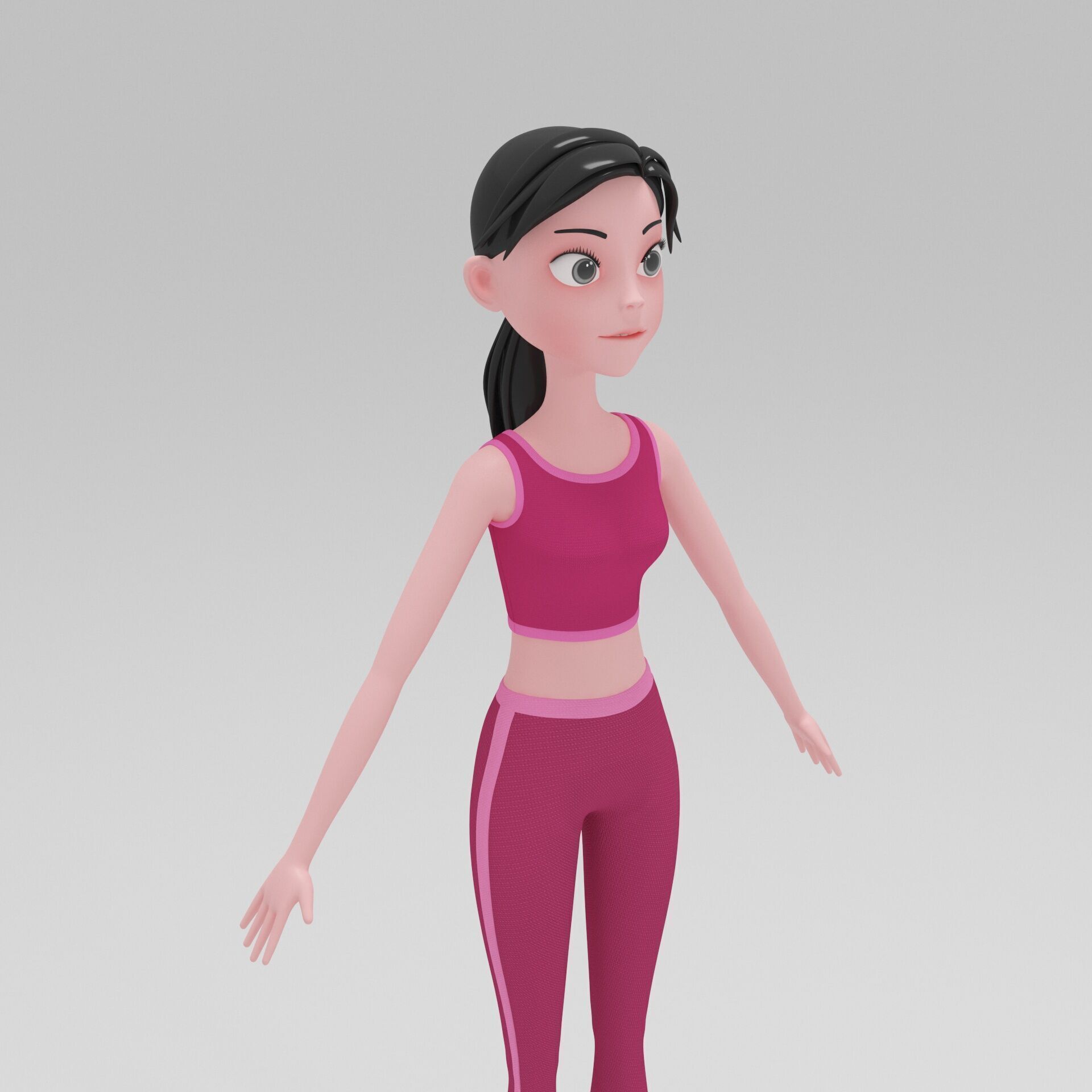 Girl Cartoon 3D model_5