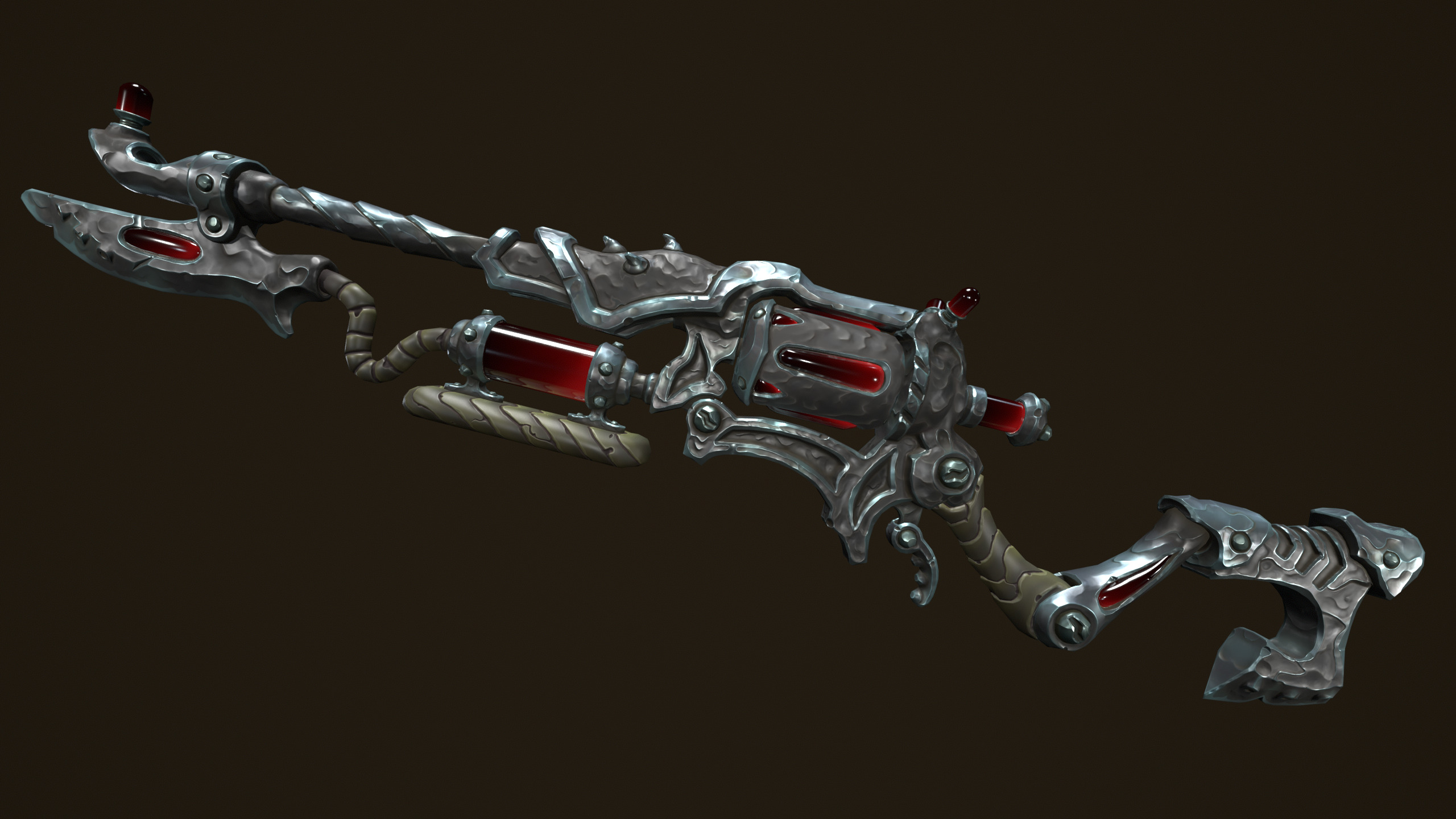 Modular toxic rifle shotgun revolver axe knife Low-poly 3D model_9