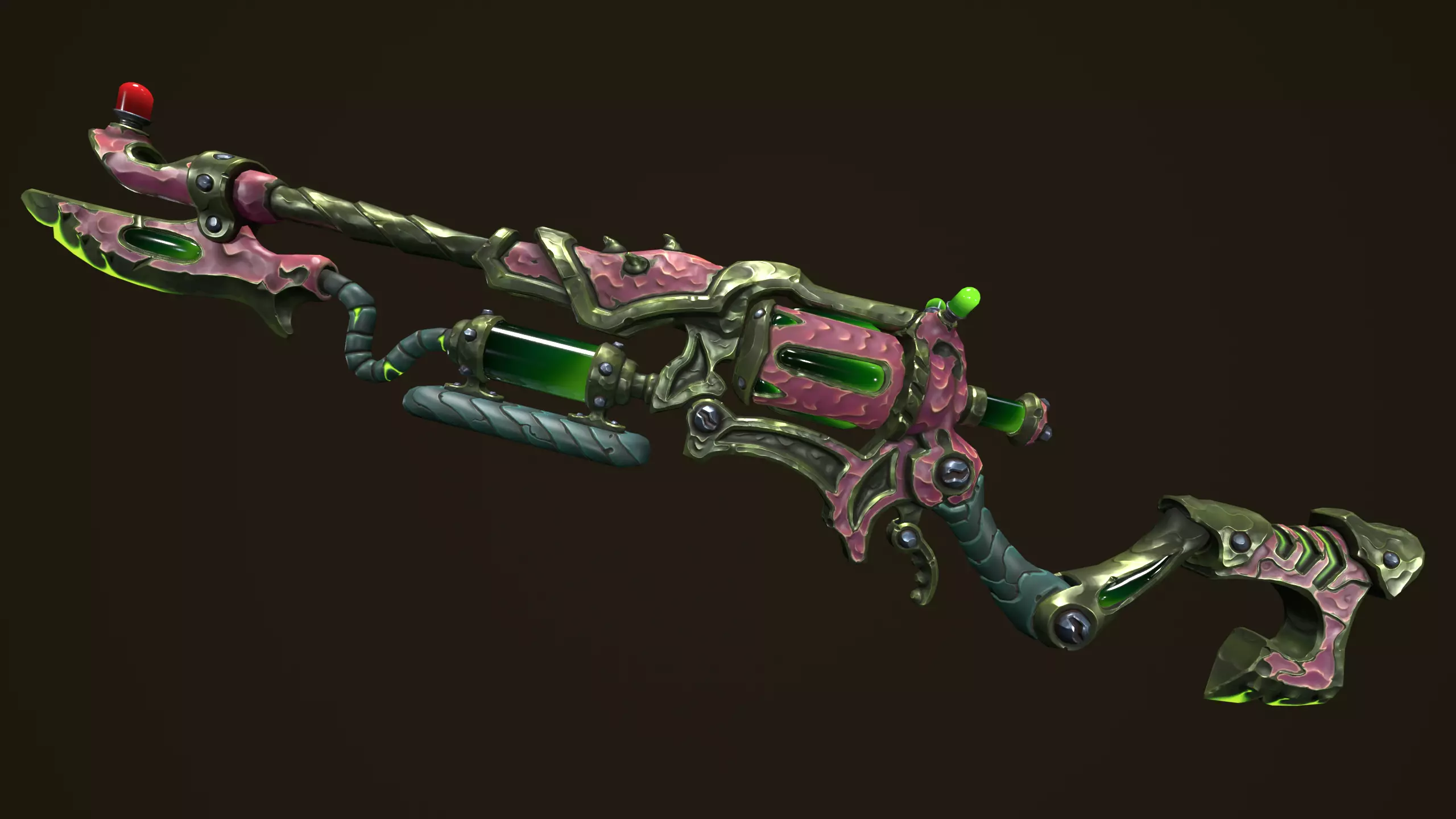 Modular toxic rifle shotgun revolver axe knife Low-poly 3D model_0