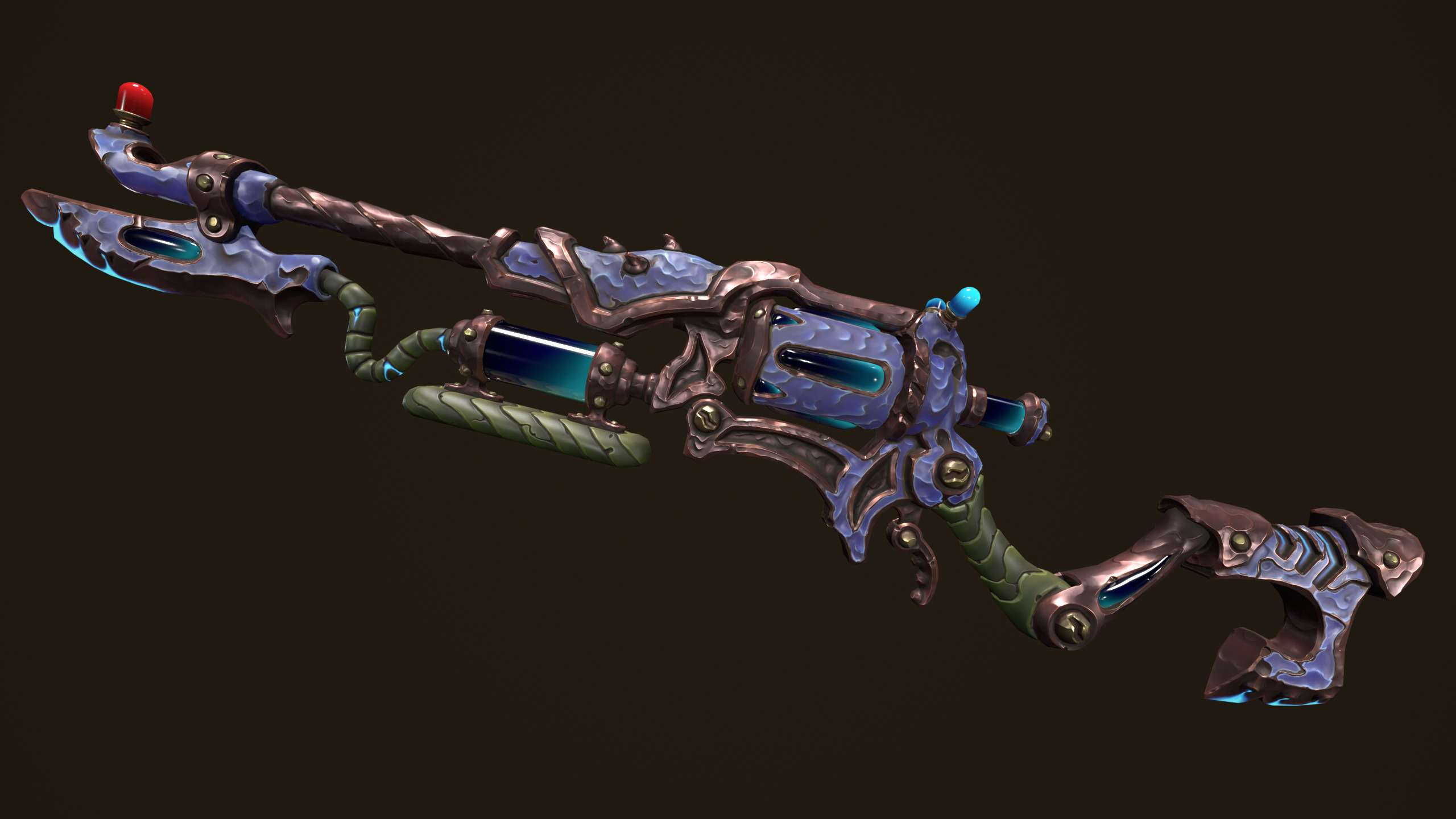 Modular toxic rifle shotgun revolver axe knife Low-poly 3D model_4