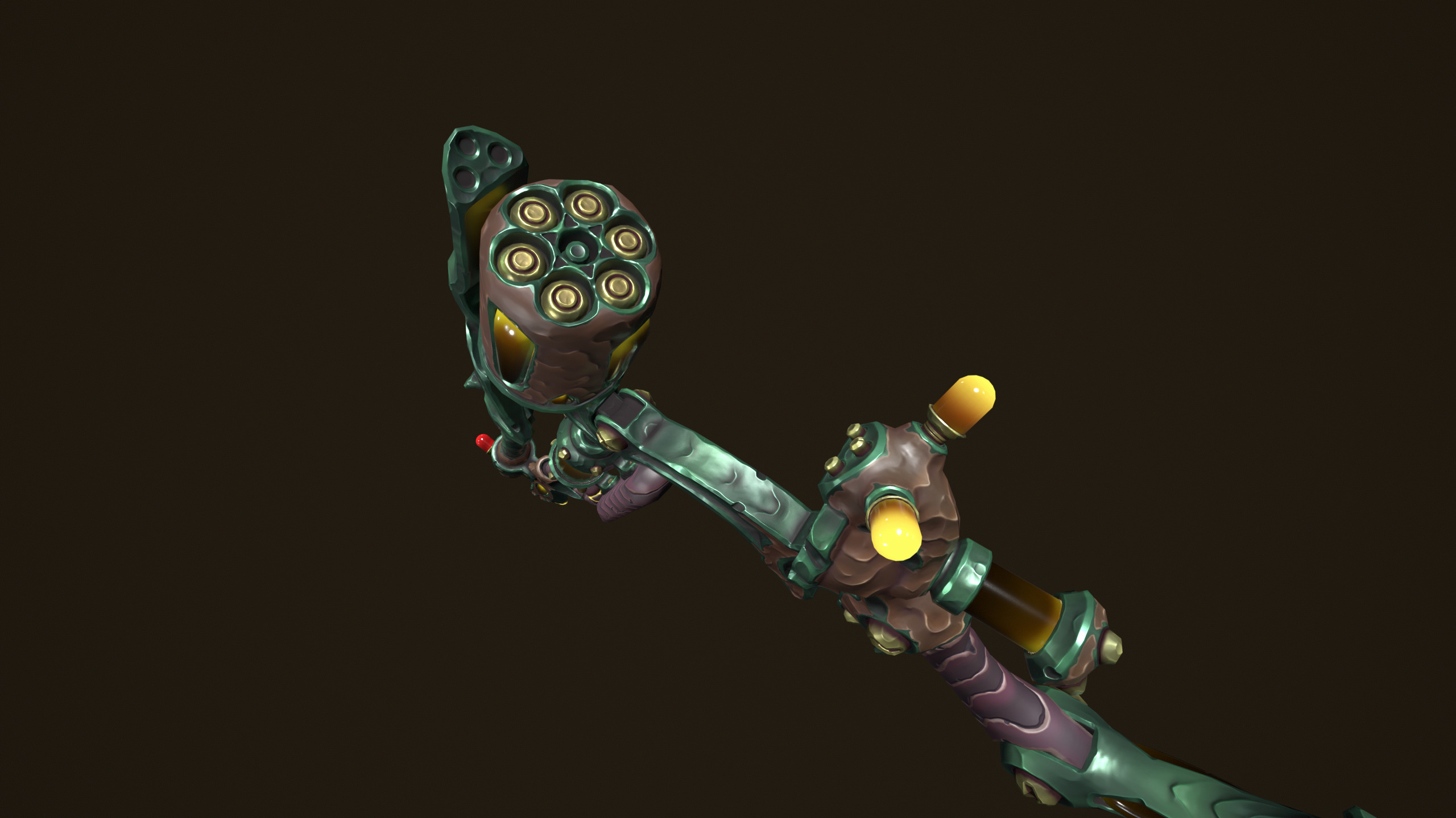 Modular toxic rifle shotgun revolver axe knife Low-poly 3D model_13