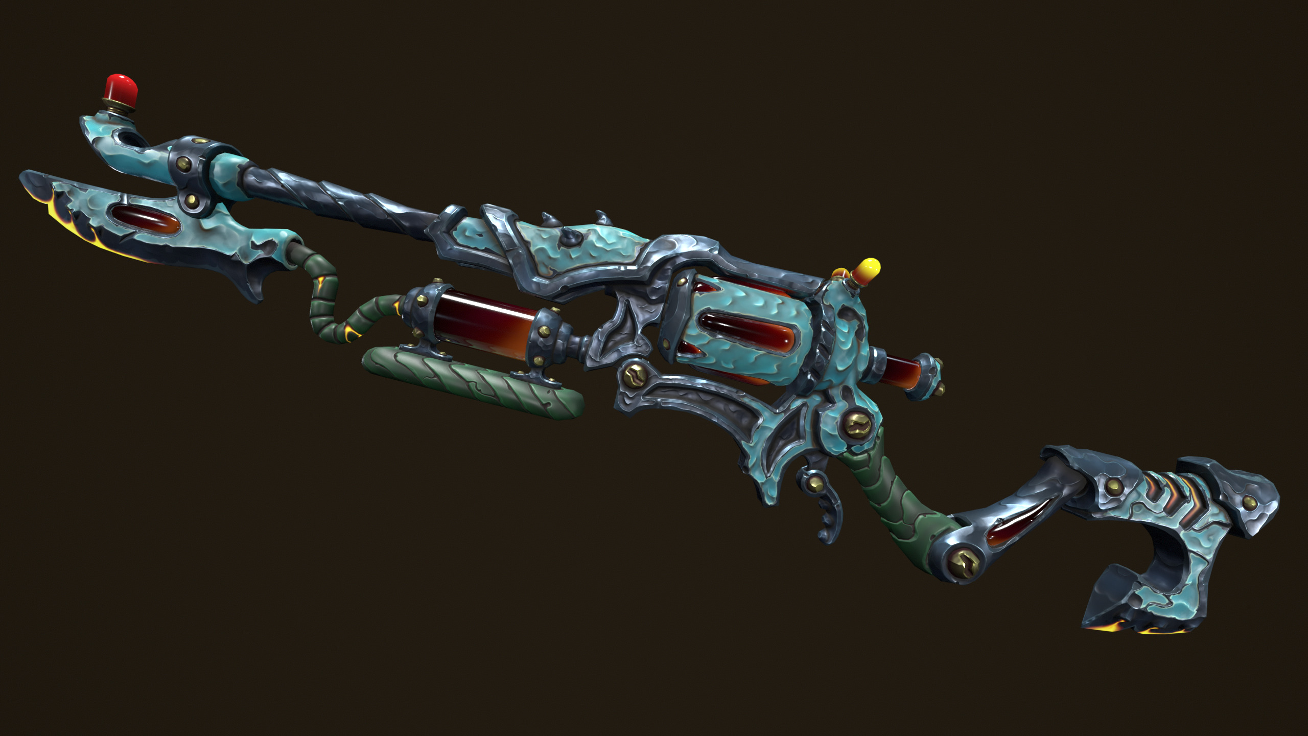 Modular toxic rifle shotgun revolver axe knife Low-poly 3D model_3