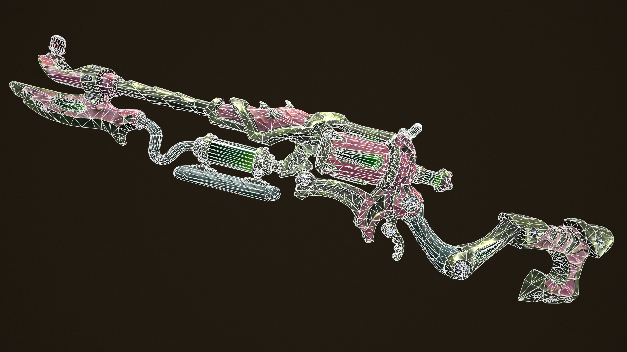 Modular toxic rifle shotgun revolver axe knife Low-poly 3D model_1