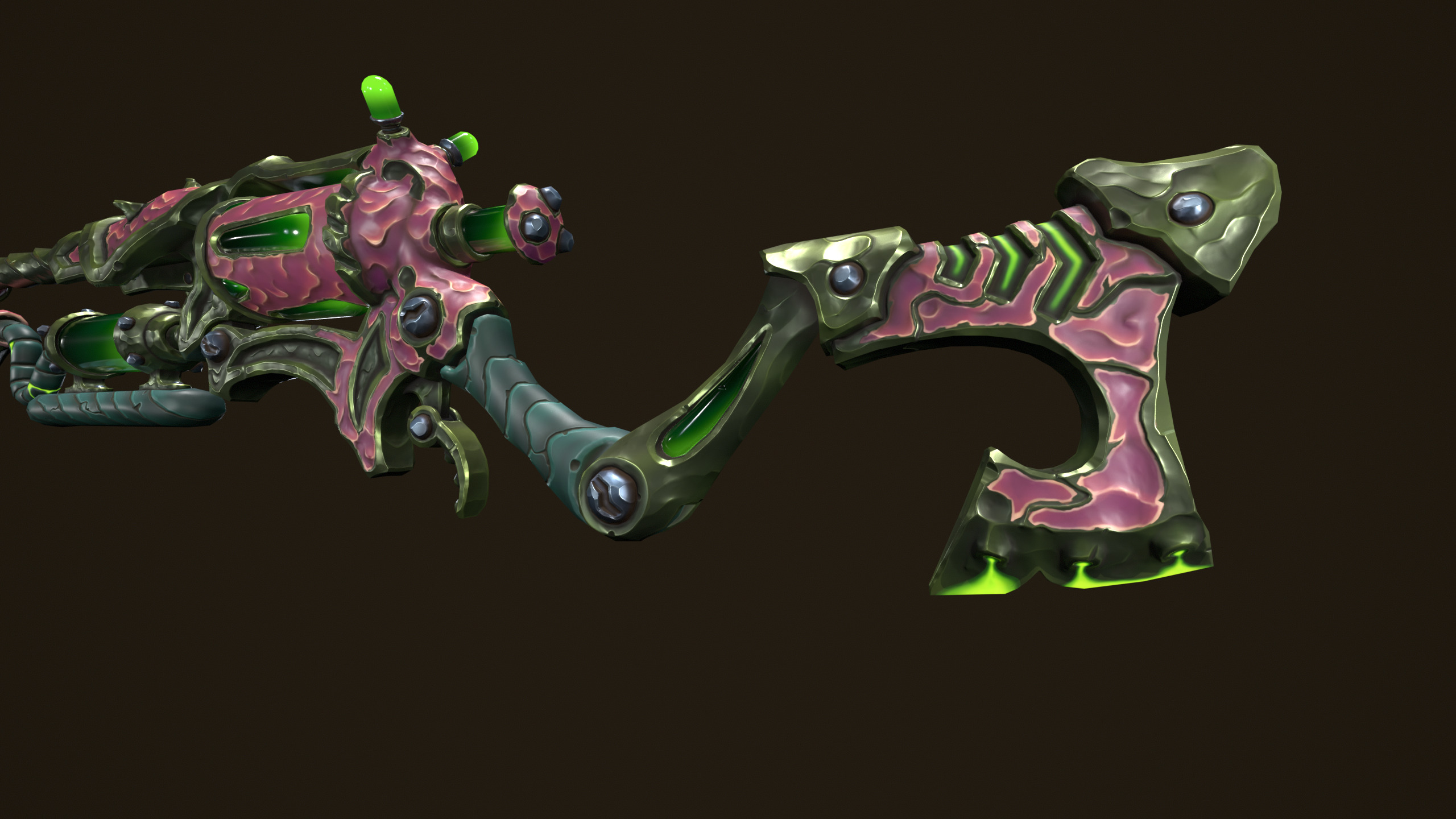 Modular toxic rifle shotgun revolver axe knife Low-poly 3D model_10