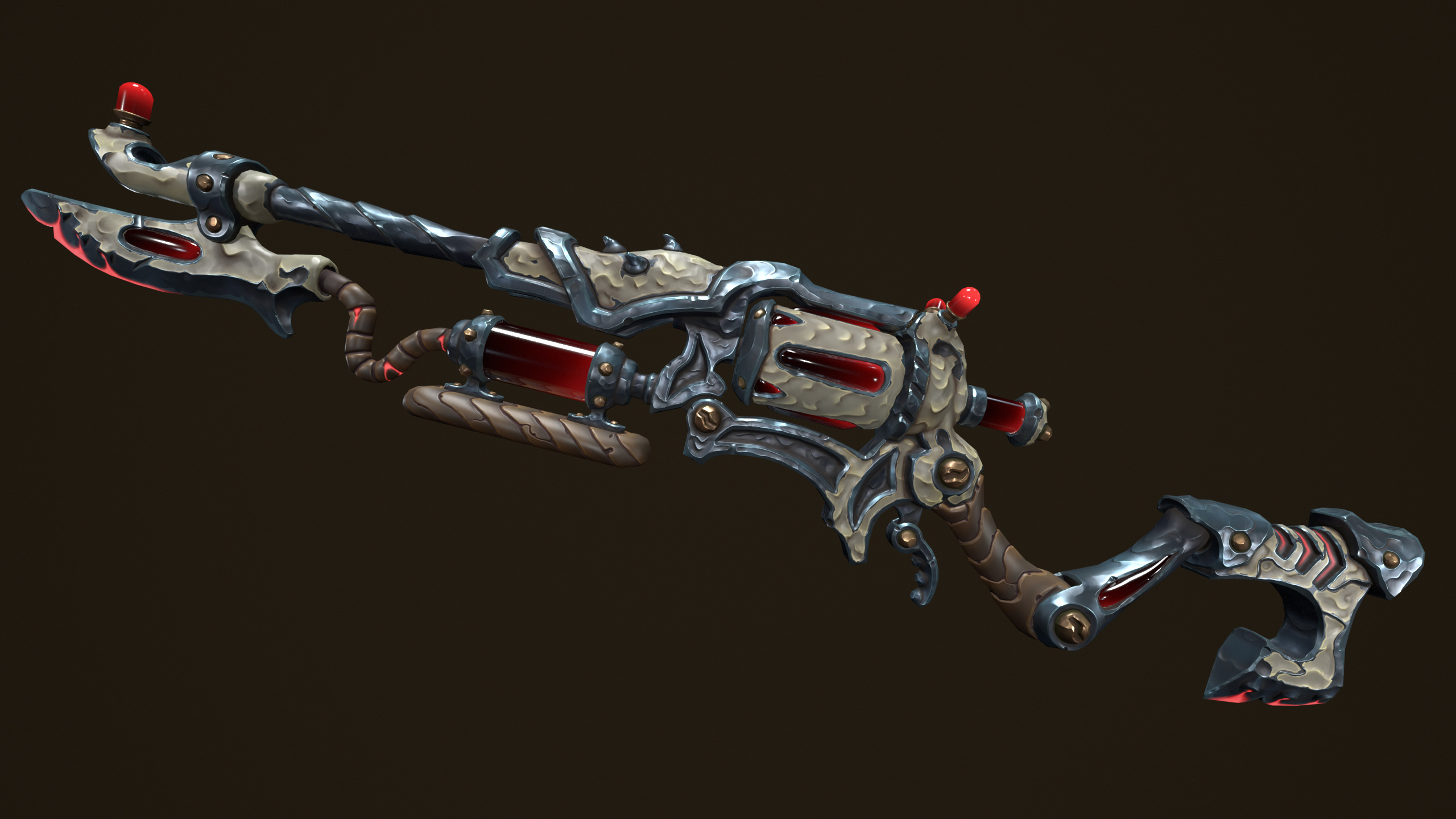 Modular toxic rifle shotgun revolver axe knife Low-poly 3D model_8