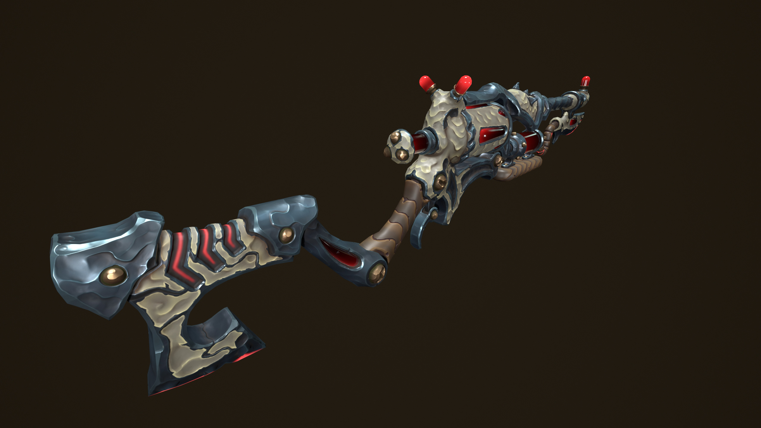 Modular toxic rifle shotgun revolver axe knife Low-poly 3D model_12