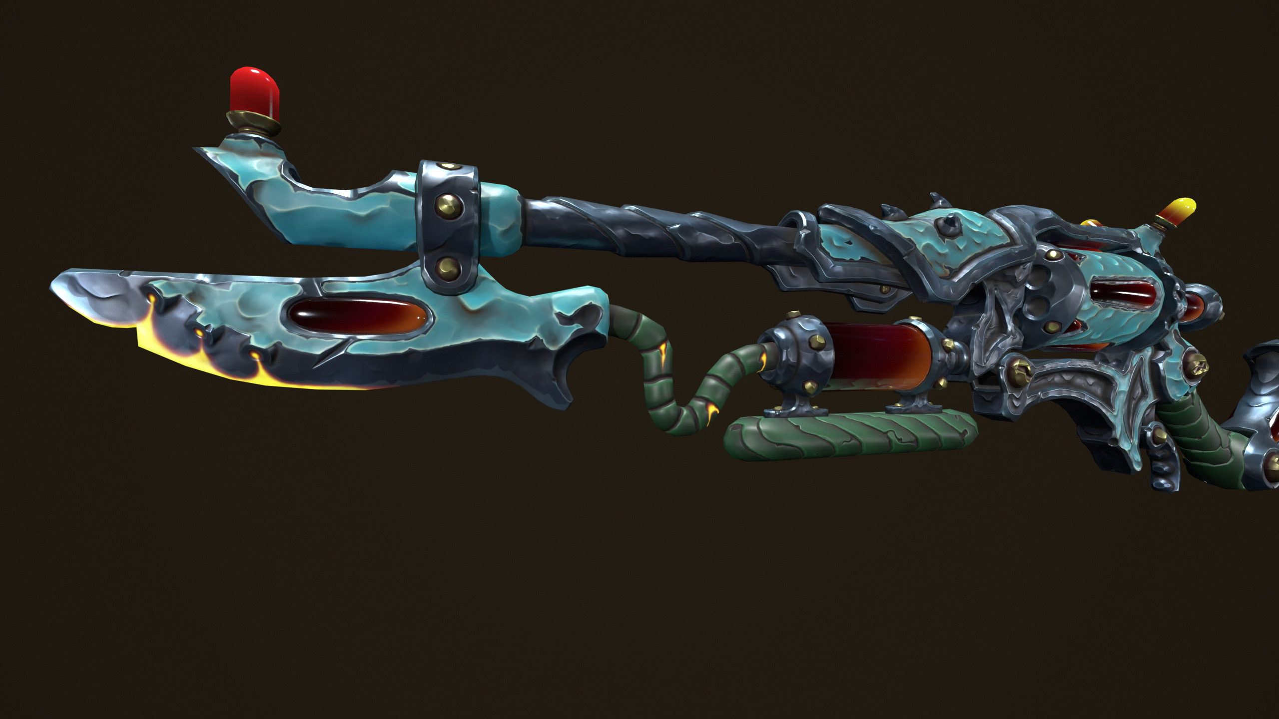 Modular toxic rifle shotgun revolver axe knife Low-poly 3D model_11