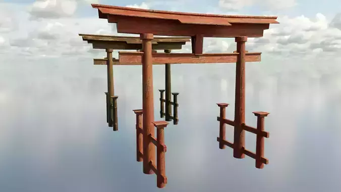 ancient tori gate Low-poly 3D model