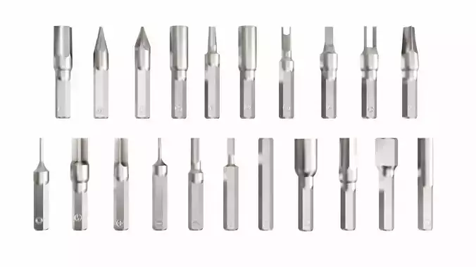 Collection of 21 bits  Low-poly 3D model