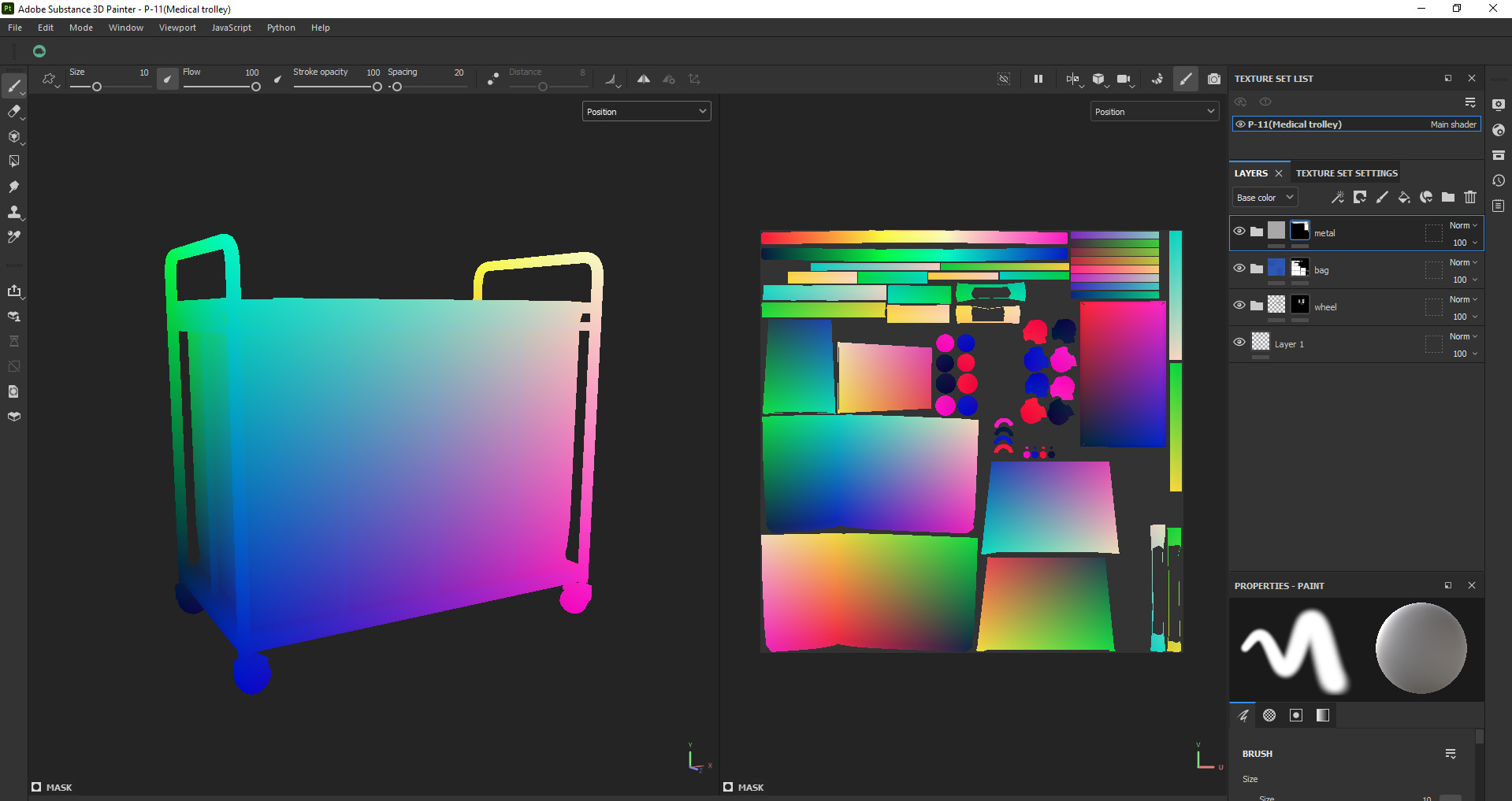 Laundry Cart with Wheels Low-poly 3D model_21