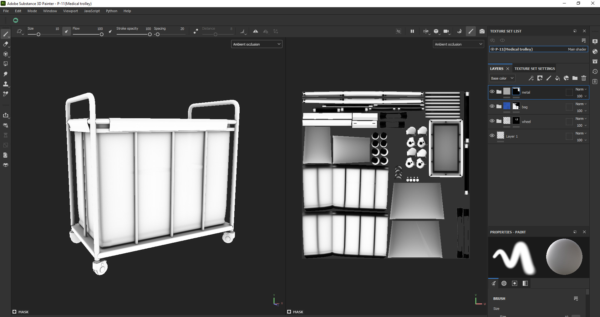 Laundry Cart with Wheels Low-poly 3D model_19
