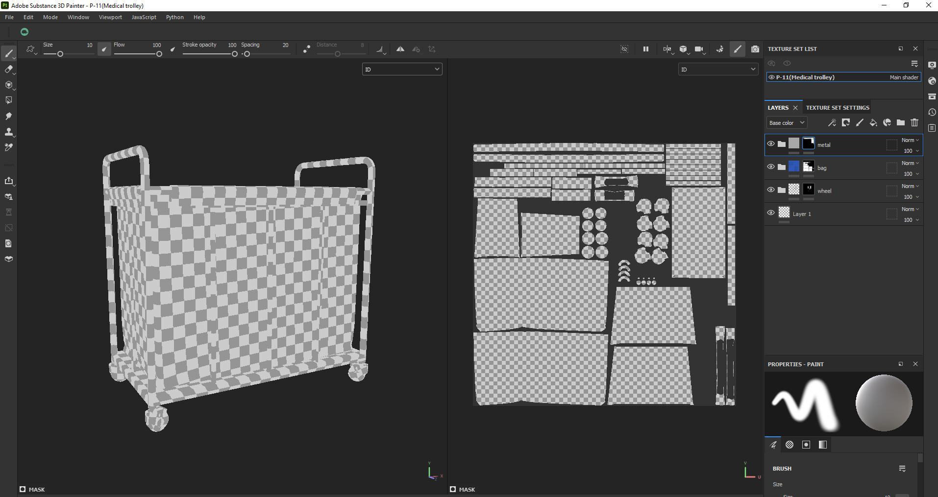 Laundry Cart with Wheels Low-poly 3D model_18