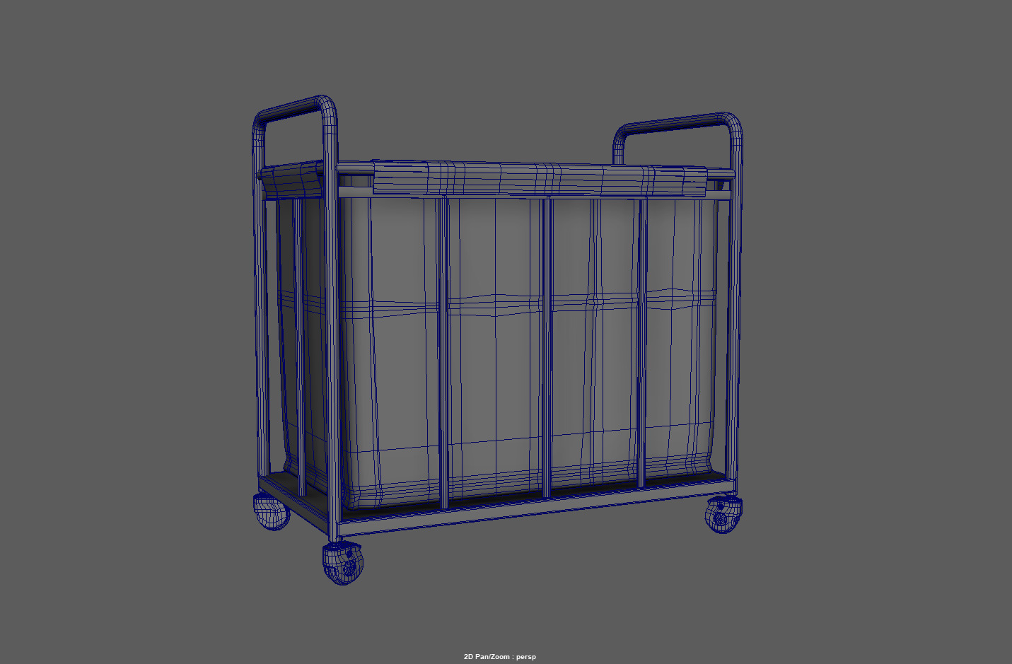 Laundry Cart with Wheels Low-poly 3D model_8