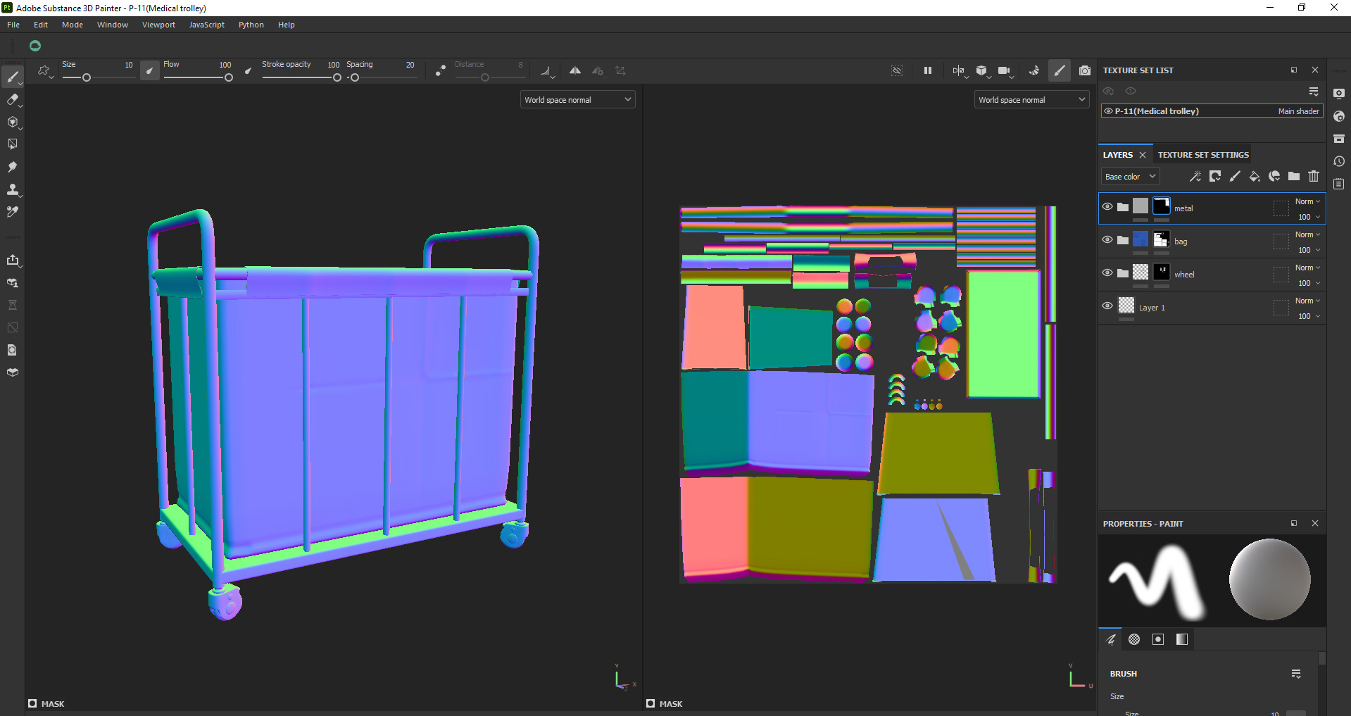 Laundry Cart with Wheels Low-poly 3D model_17