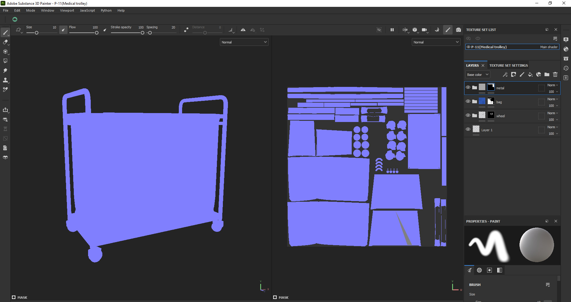 Laundry Cart with Wheels Low-poly 3D model_16