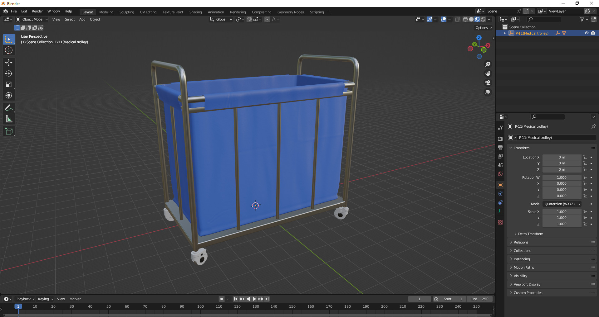 Laundry Cart with Wheels Low-poly 3D model_24