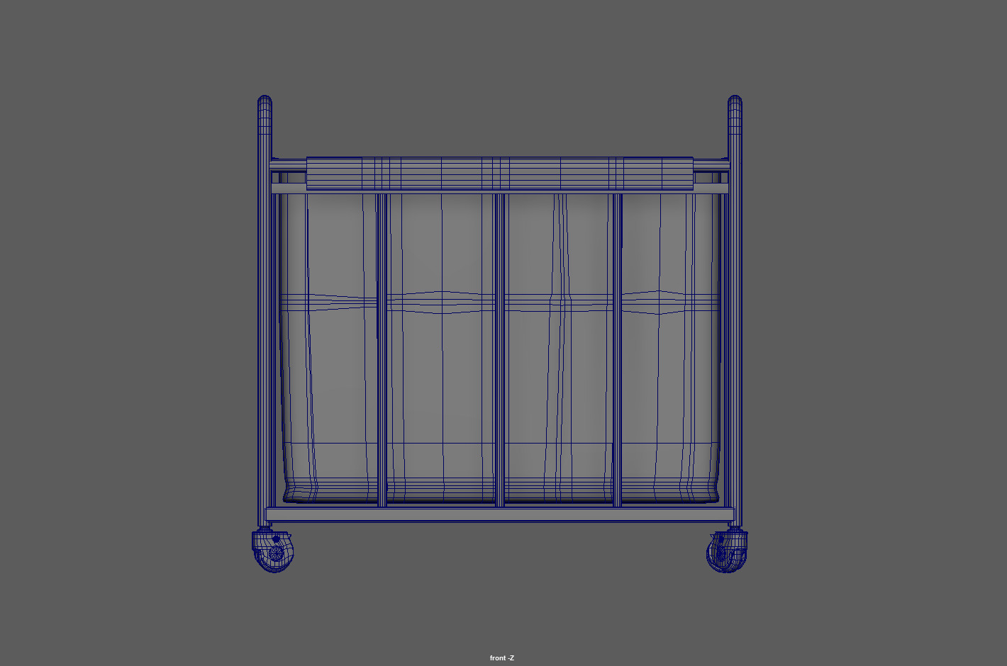 Laundry Cart with Wheels Low-poly 3D model_12