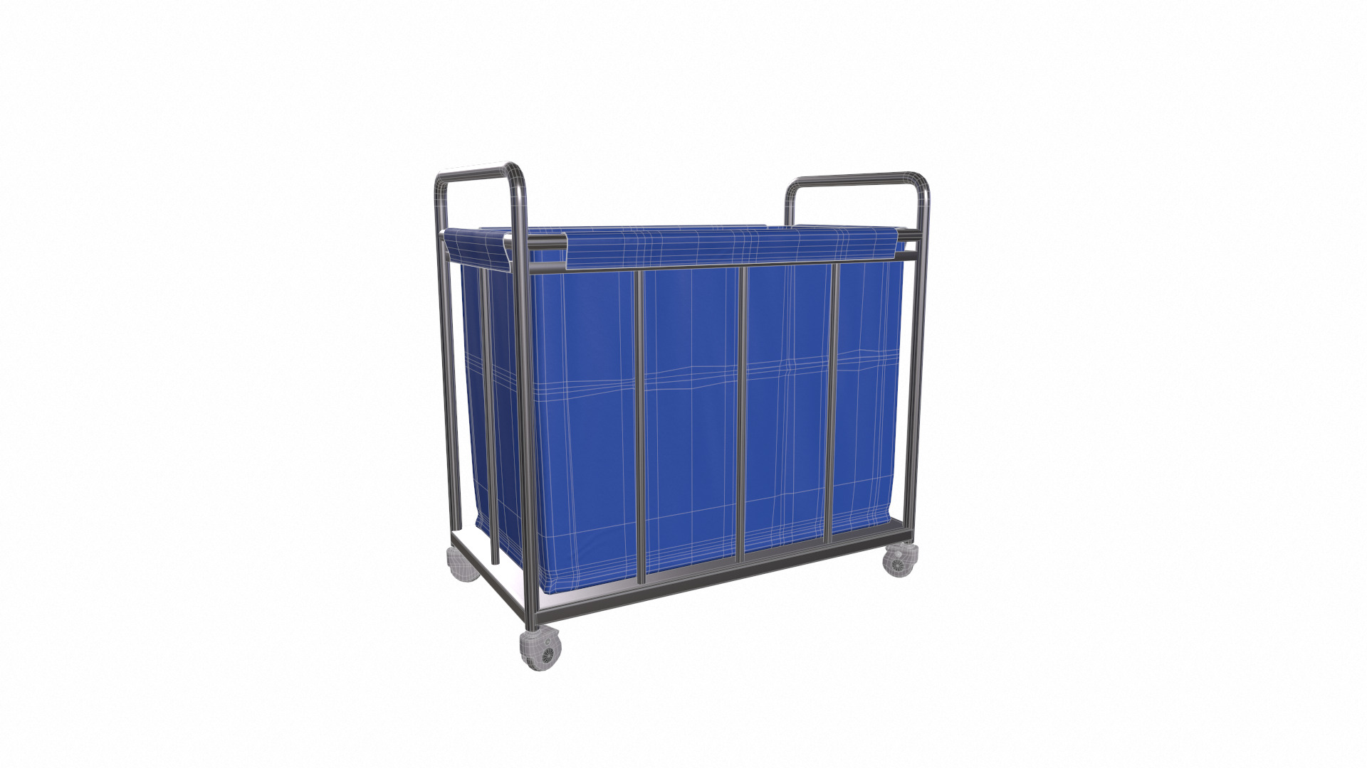 Laundry Cart with Wheels Low-poly 3D model_6