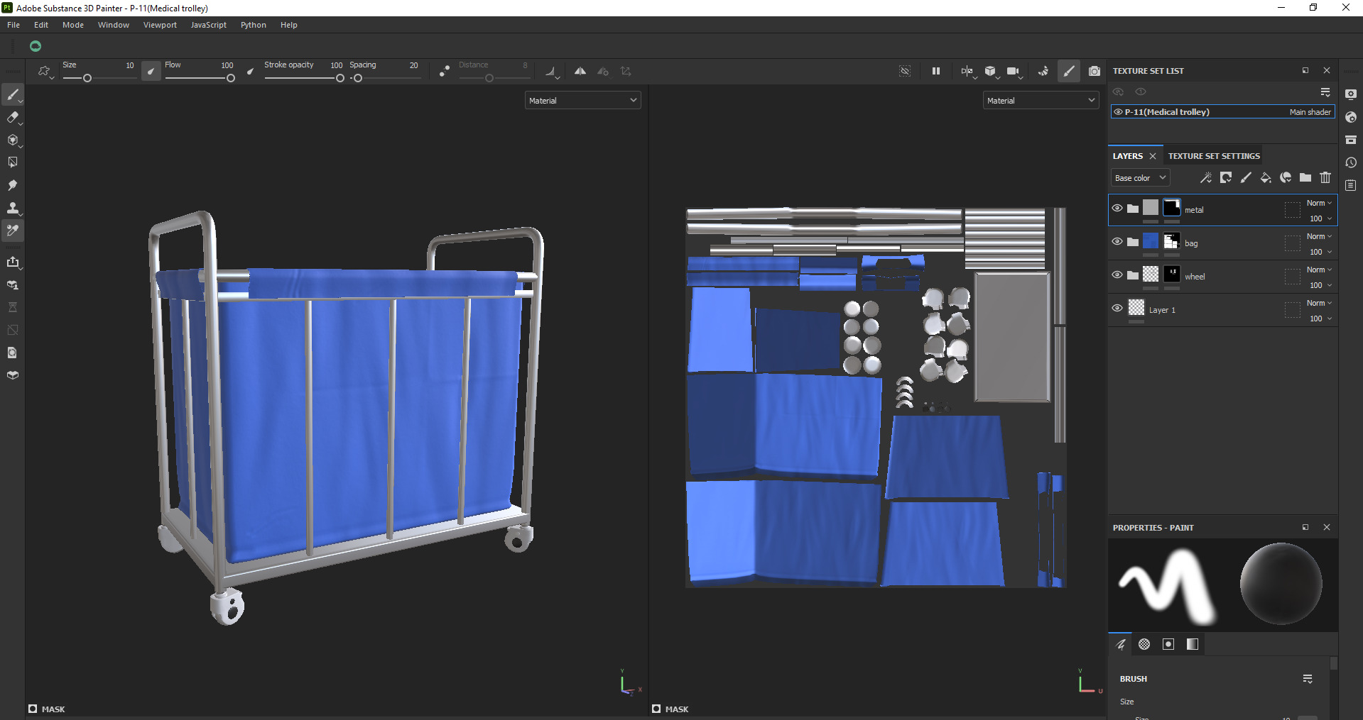 Laundry Cart with Wheels Low-poly 3D model_15