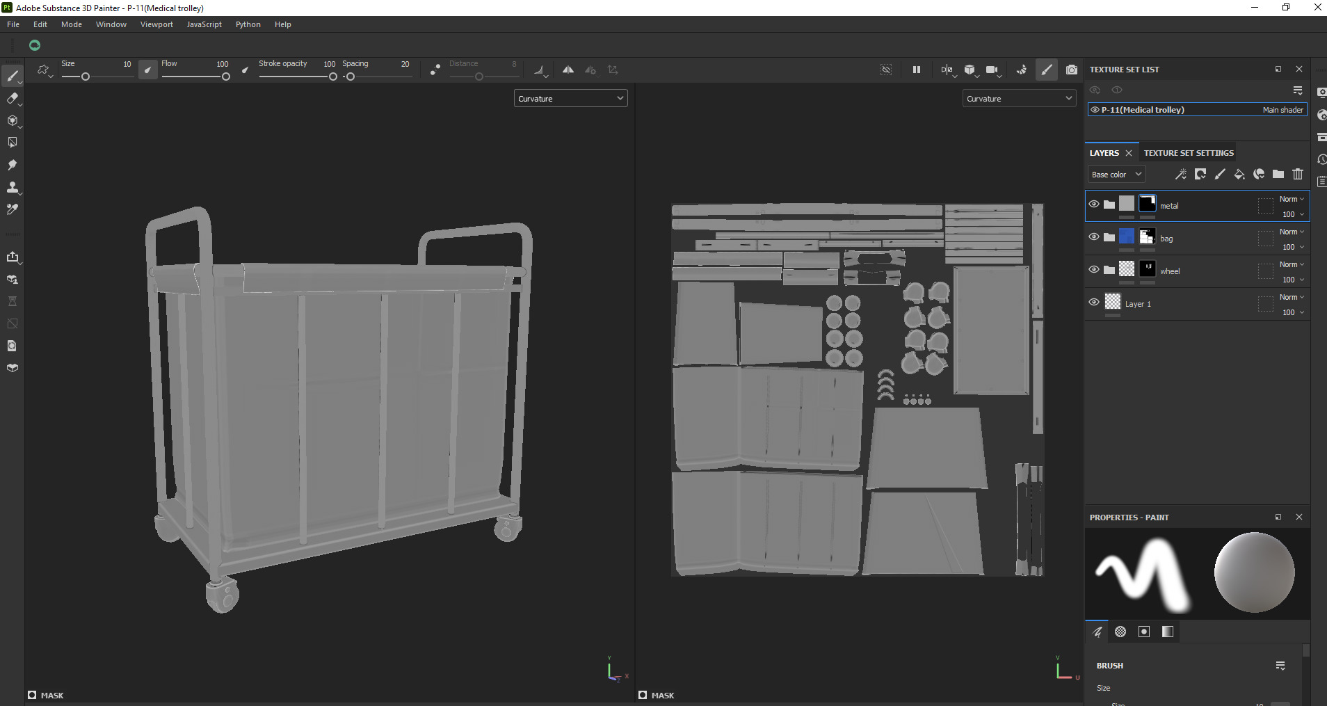 Laundry Cart with Wheels Low-poly 3D model_20