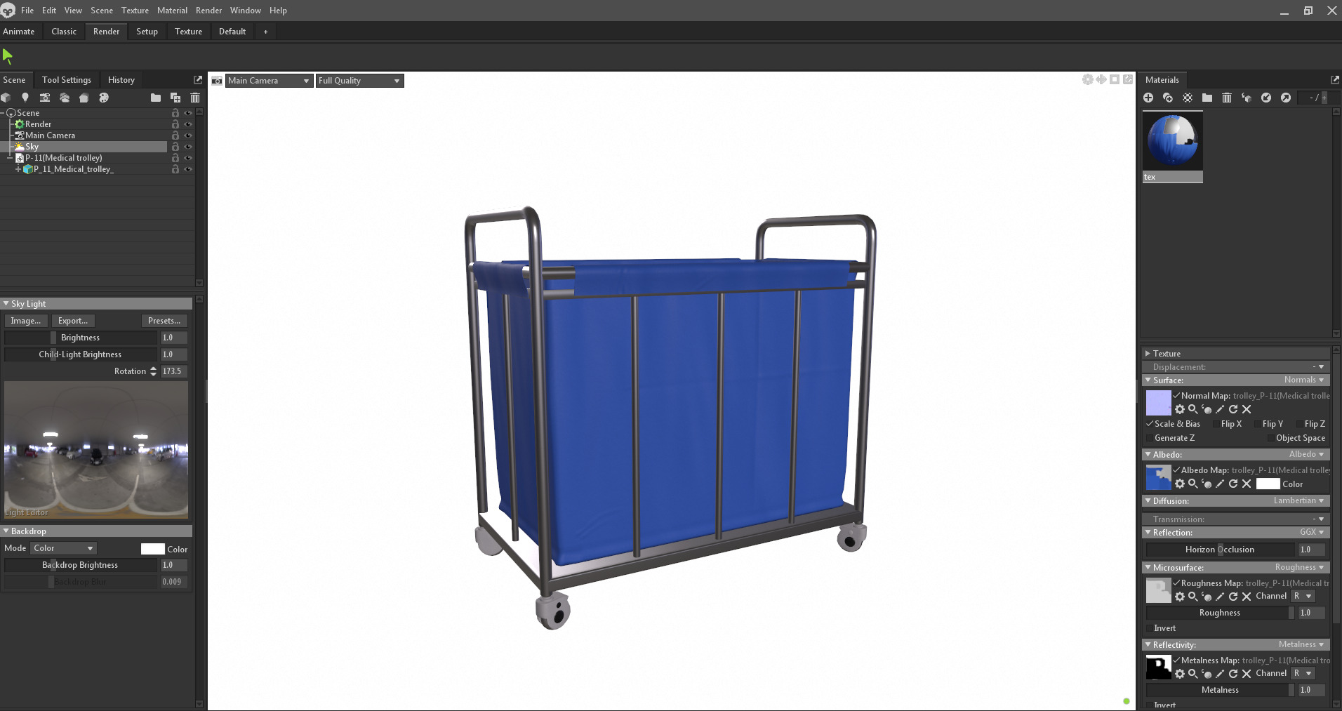 Laundry Cart with Wheels Low-poly 3D model_23